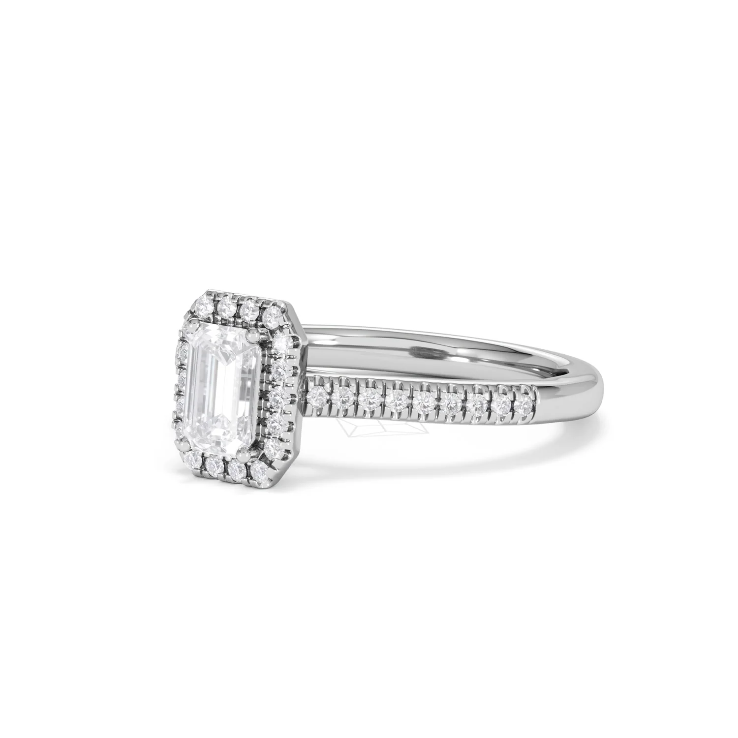 Lumia Emerald Cut Lab Diamond Halo Ring 0.70ct F/VS in 9K White Gold - Image 81