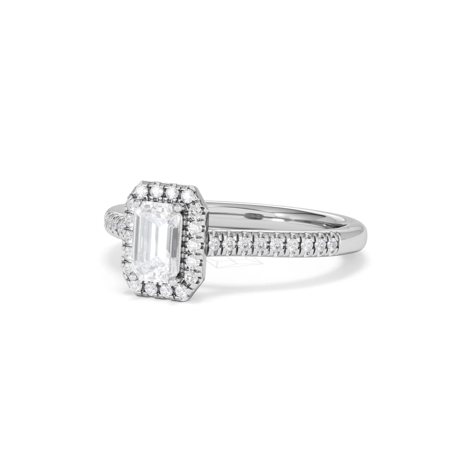 Lumia Emerald Cut Lab Diamond Halo Ring 0.70ct F/VS in 9K White Gold - Image 83