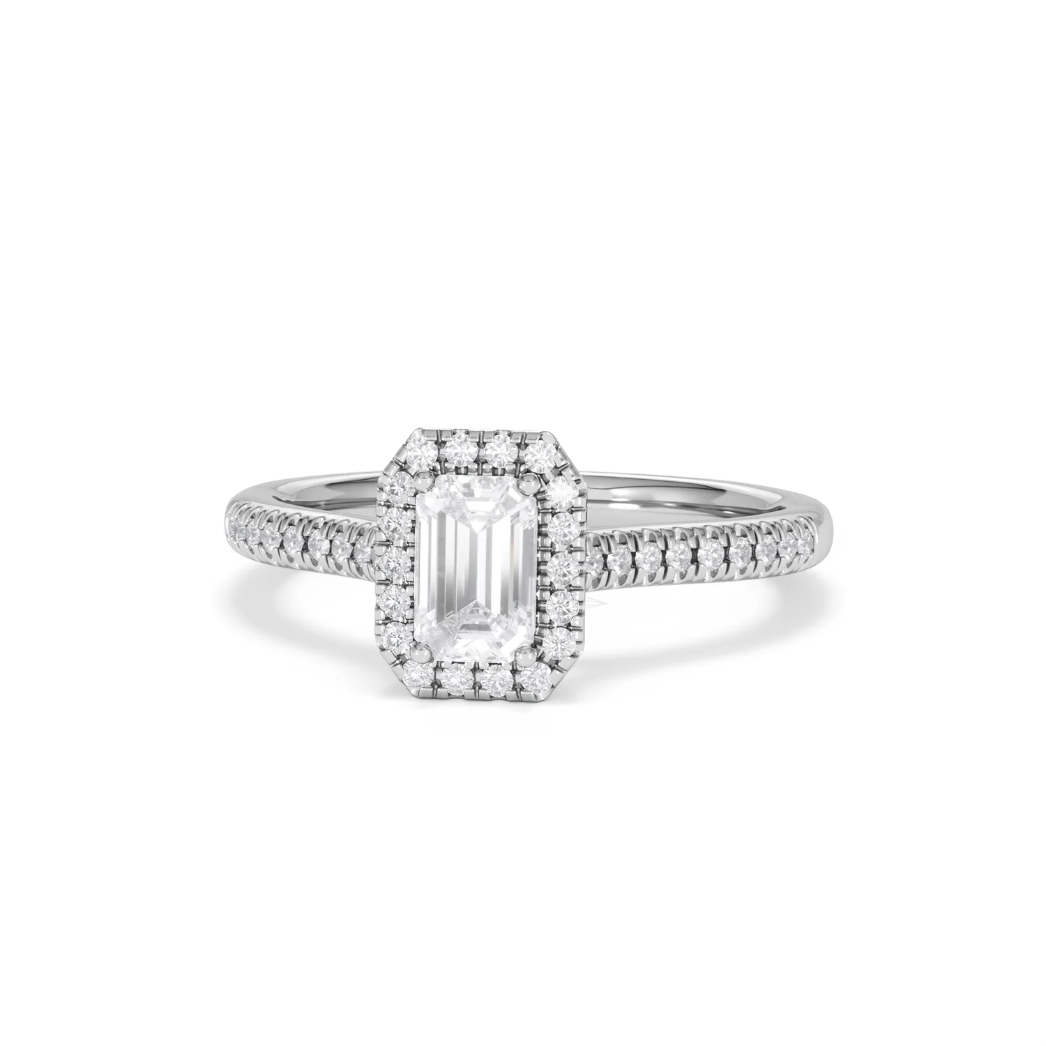 Lumia Emerald Cut Lab Diamond Halo Ring 0.70ct F/VS in 9K White Gold - Image 87