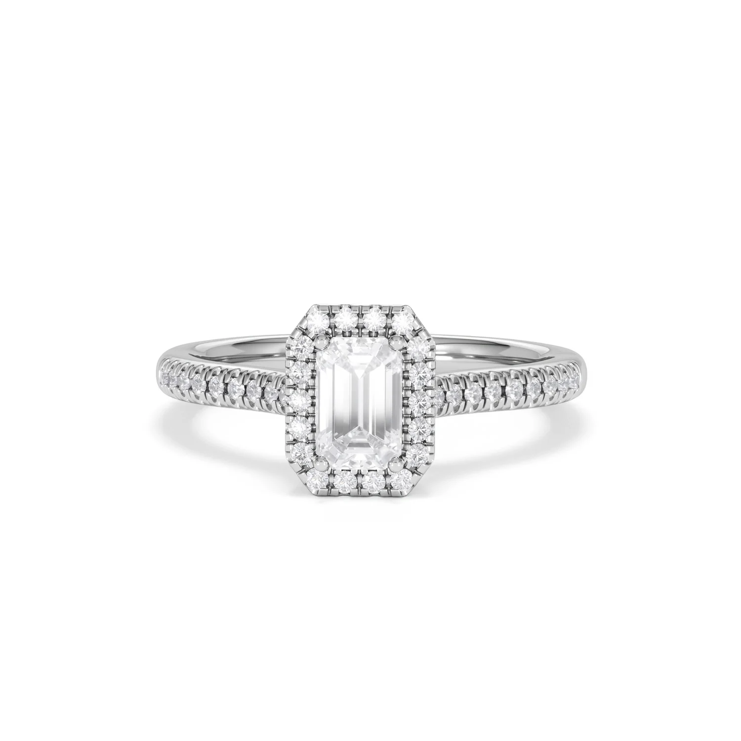 Lumia Emerald Cut Lab Diamond Halo Ring 0.70ct F/VS in 9K White Gold - Image 88