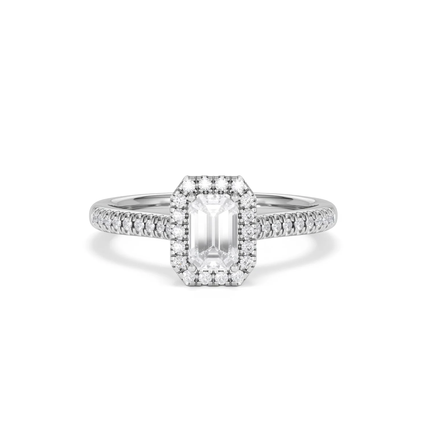 Lumia Emerald Cut Lab Diamond Halo Ring 0.70ct F/VS in 9K White Gold - Image 9