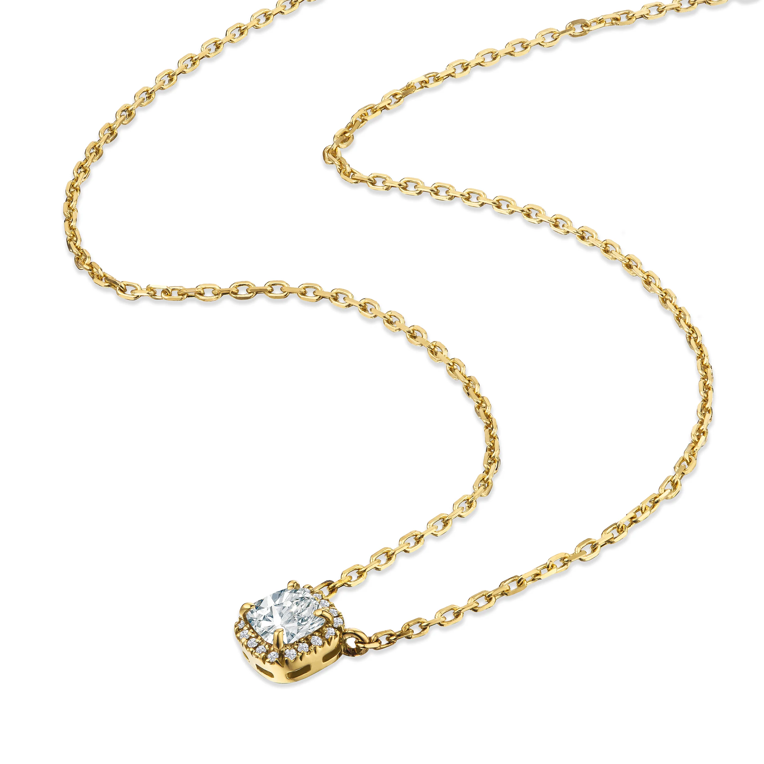 Lumia Halo 1.20ct Cushion Cut Lab Diamond Necklace in 9K Yellow Gold - Image 5
