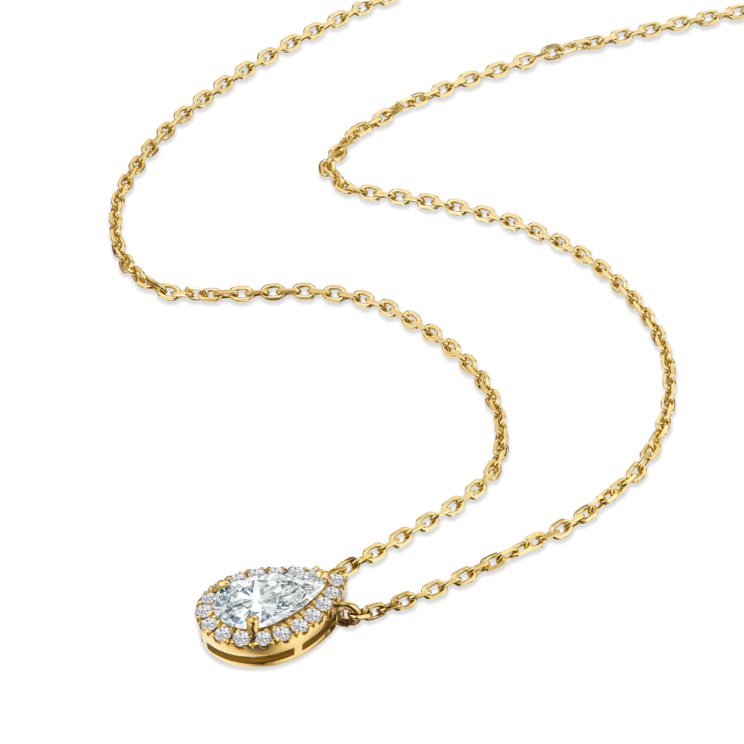 Lumia Halo 1.20ct Pear Cut Lab Diamond Necklace in 9K Yellow Gold - Image 5