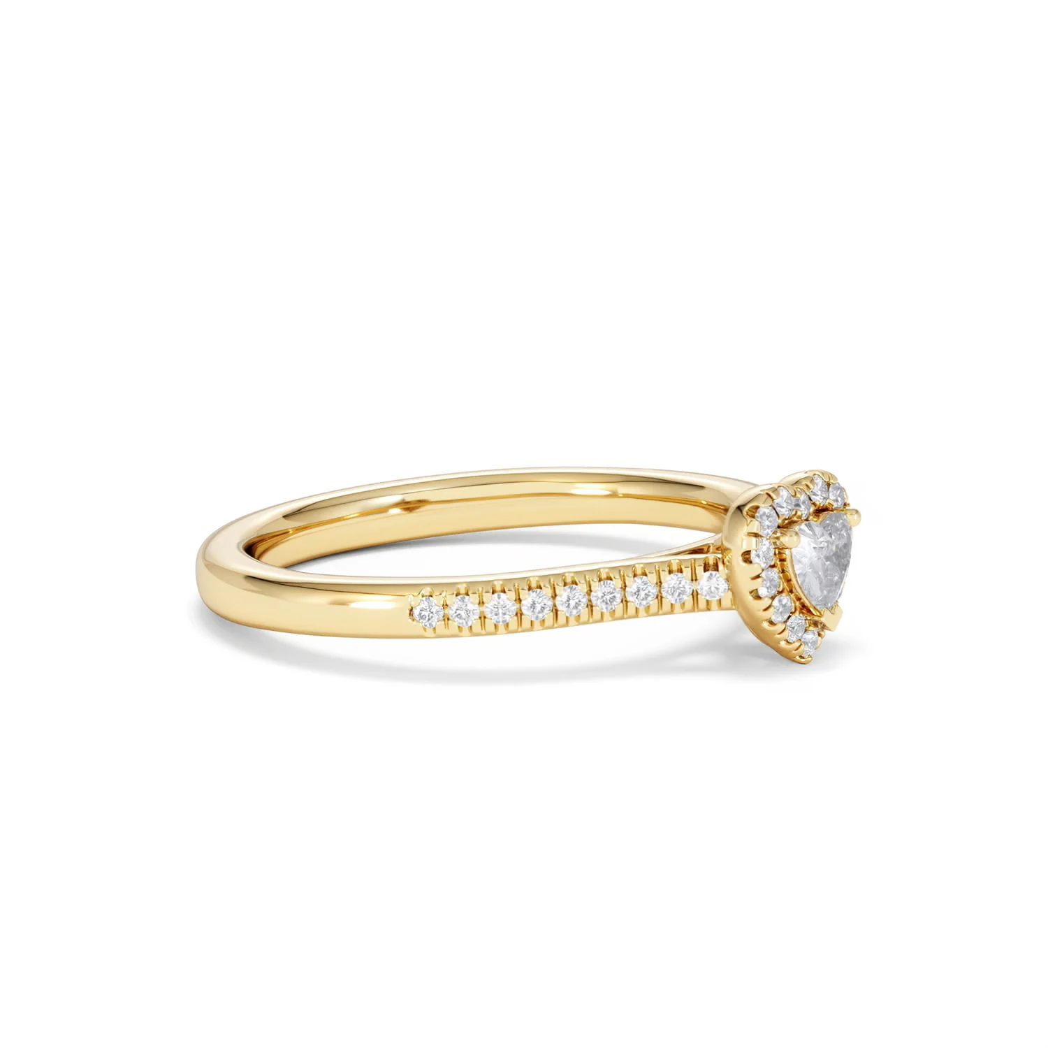 Lumia Heart Cut Lab Diamond Halo Ring 0.33ct F/VS in 18K Gold Vermeil - Image 22
