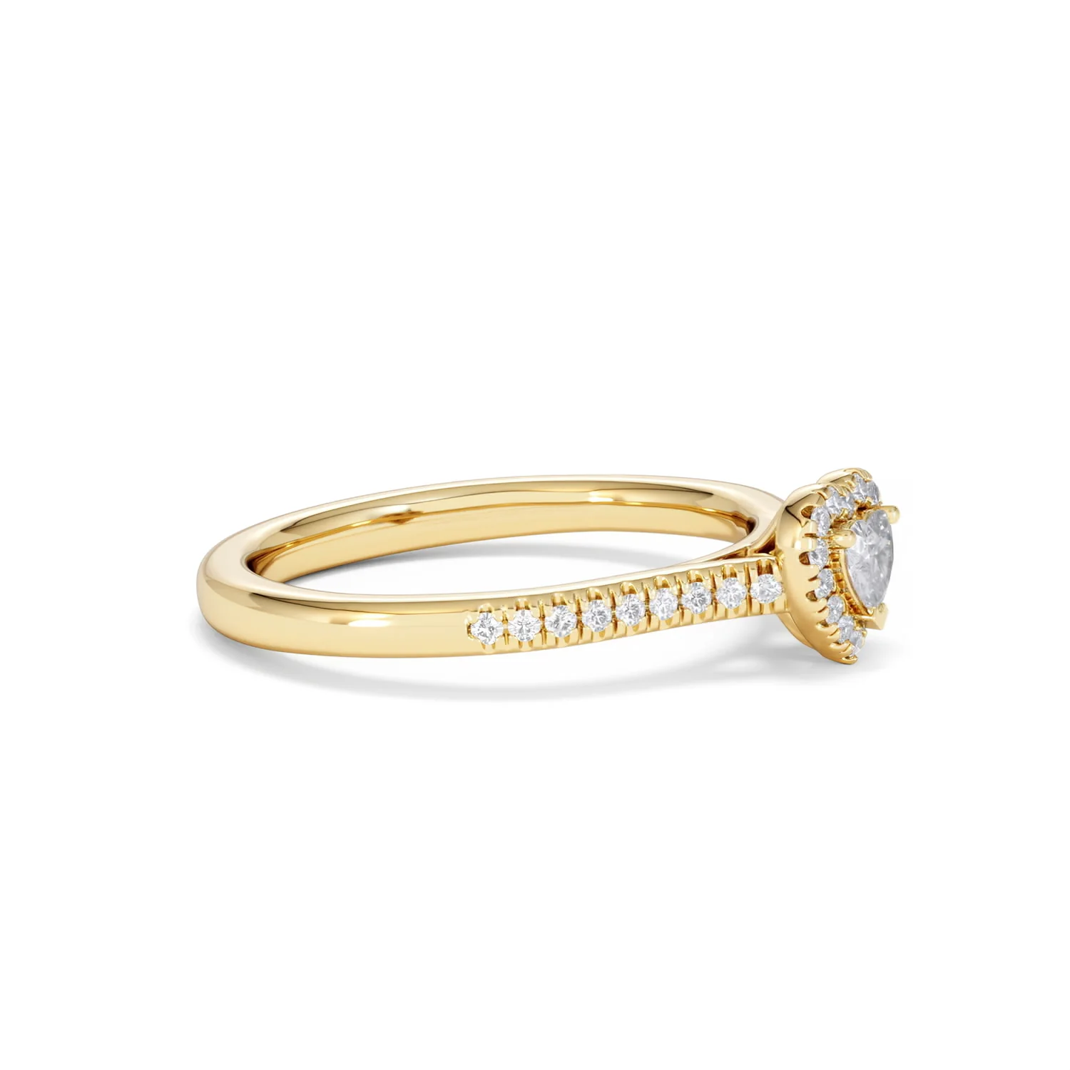 Lumia Heart Cut Lab Diamond Halo Ring 0.33ct F/VS in 18K Gold Vermeil - Image 24
