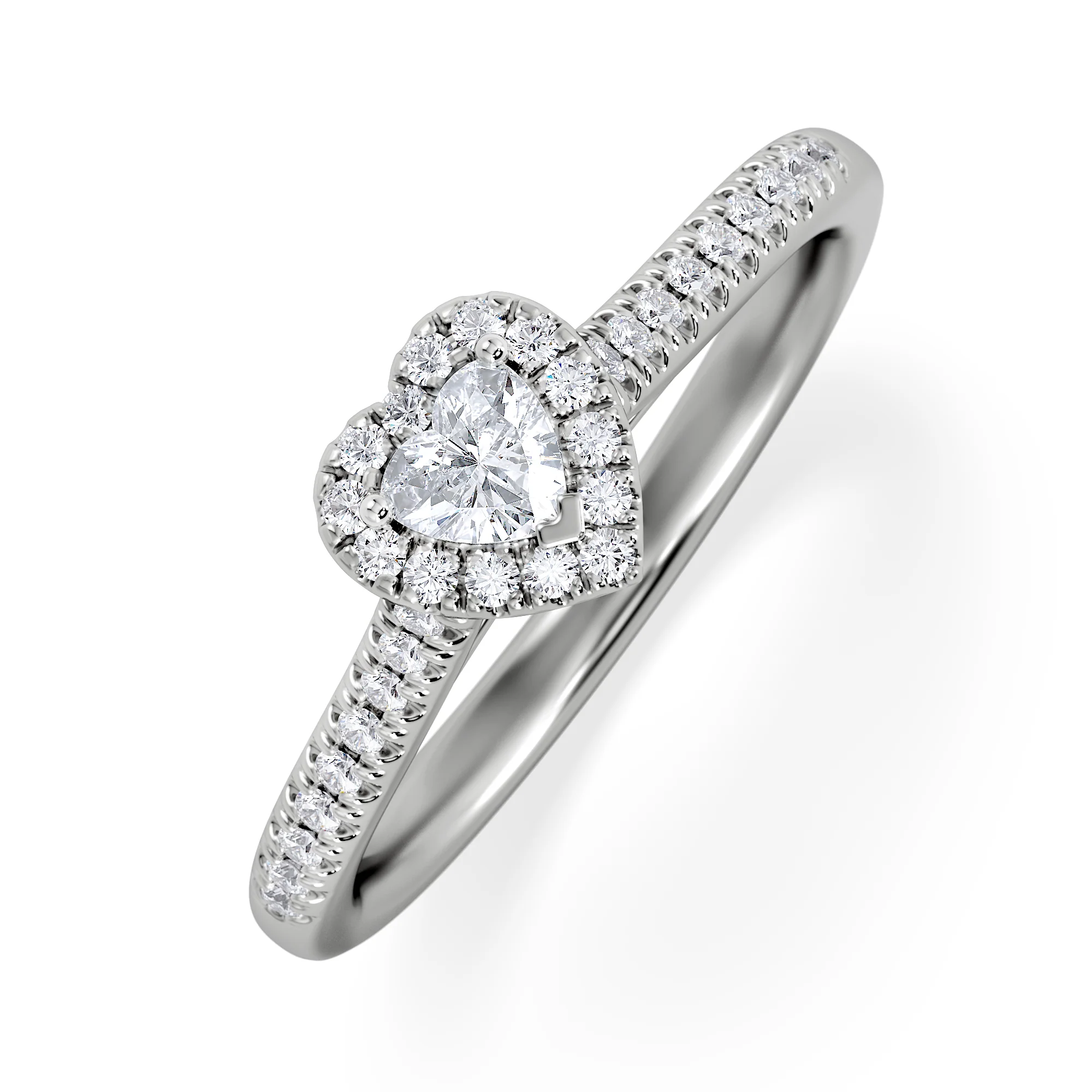 Lumia Heart Cut Lab Diamond Halo Ring 0.33ct F/VS in 925 Silver