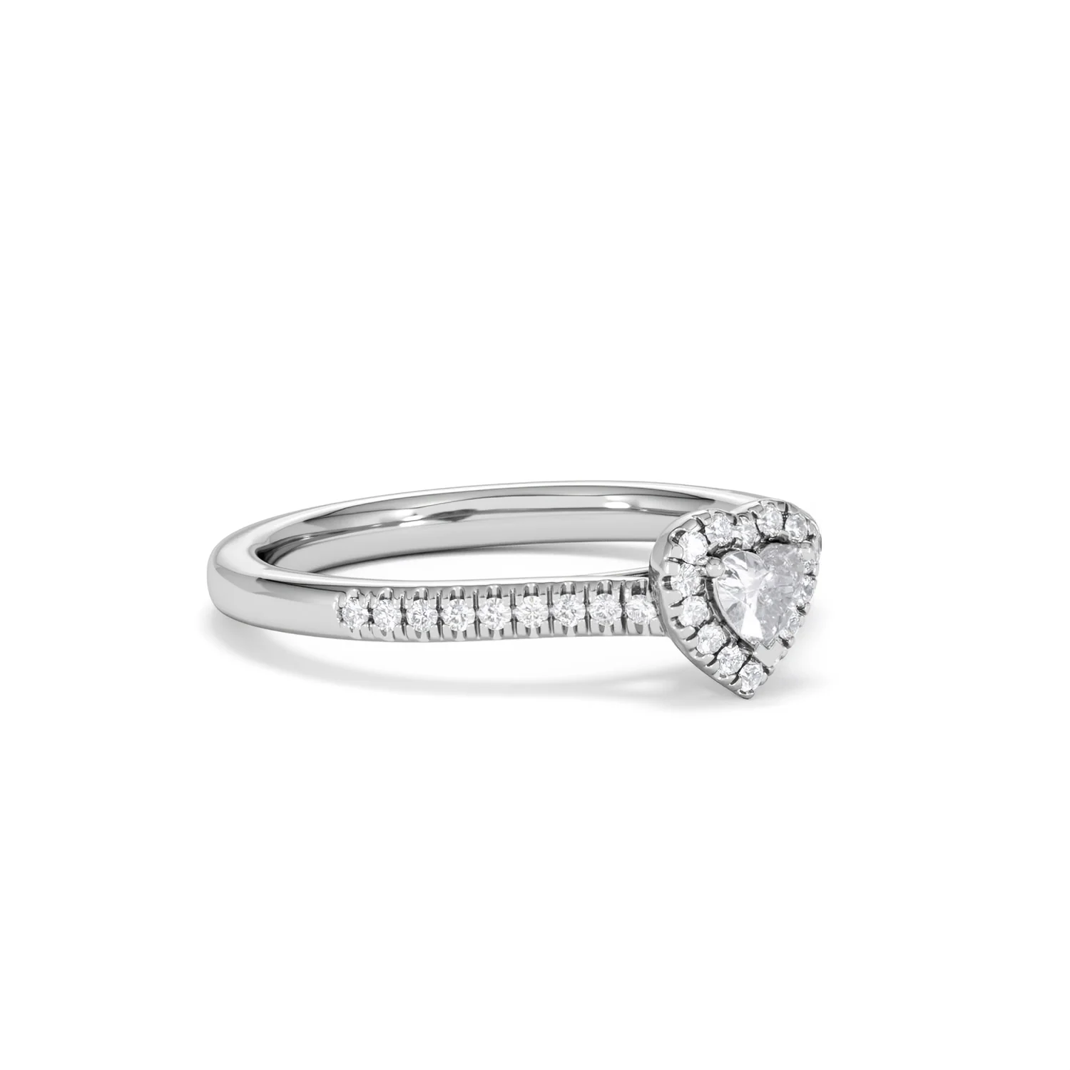 Lumia Heart Cut Lab Diamond Halo Ring 0.33ct F/VS in 925 Silver - Image 17
