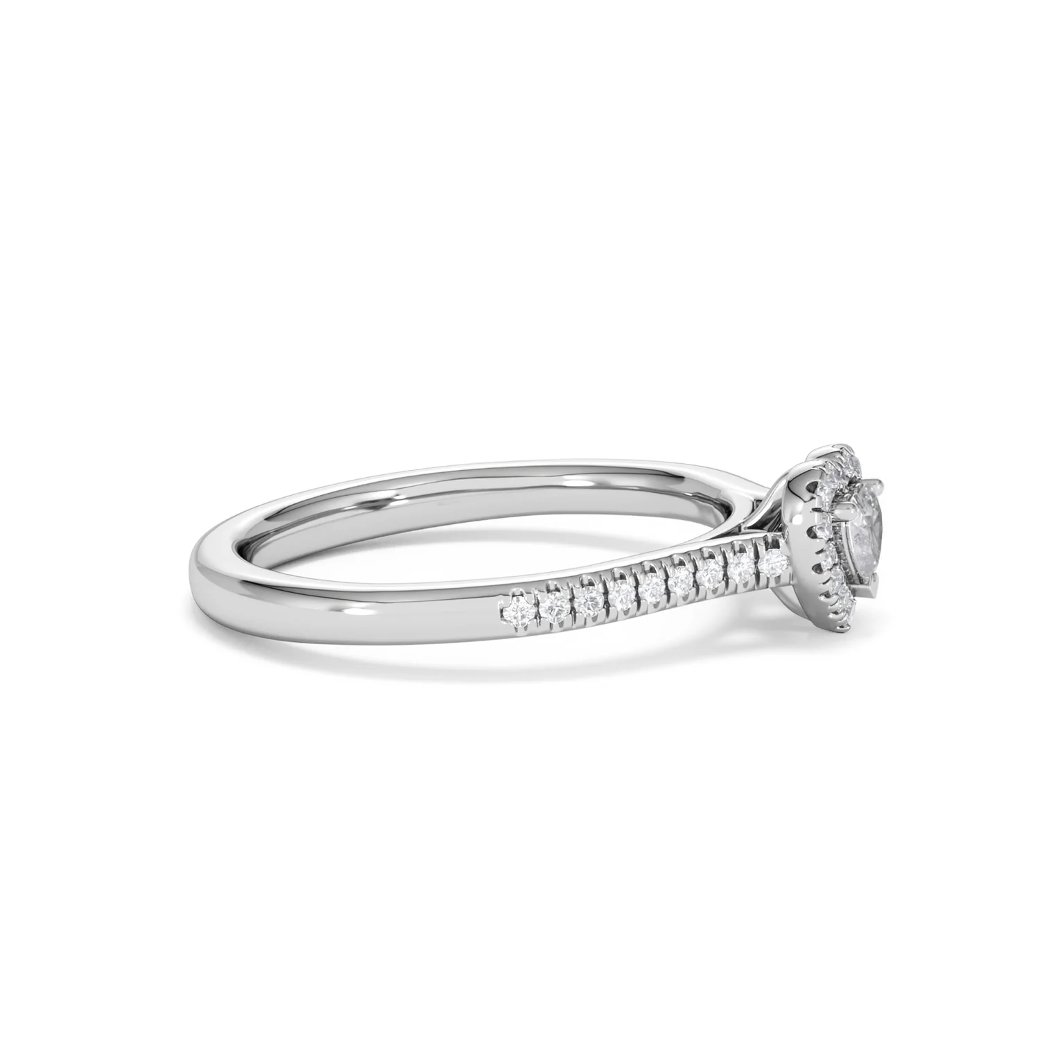 Lumia Heart Cut Lab Diamond Halo Ring 0.33ct F/VS in 925 Silver - Image 25