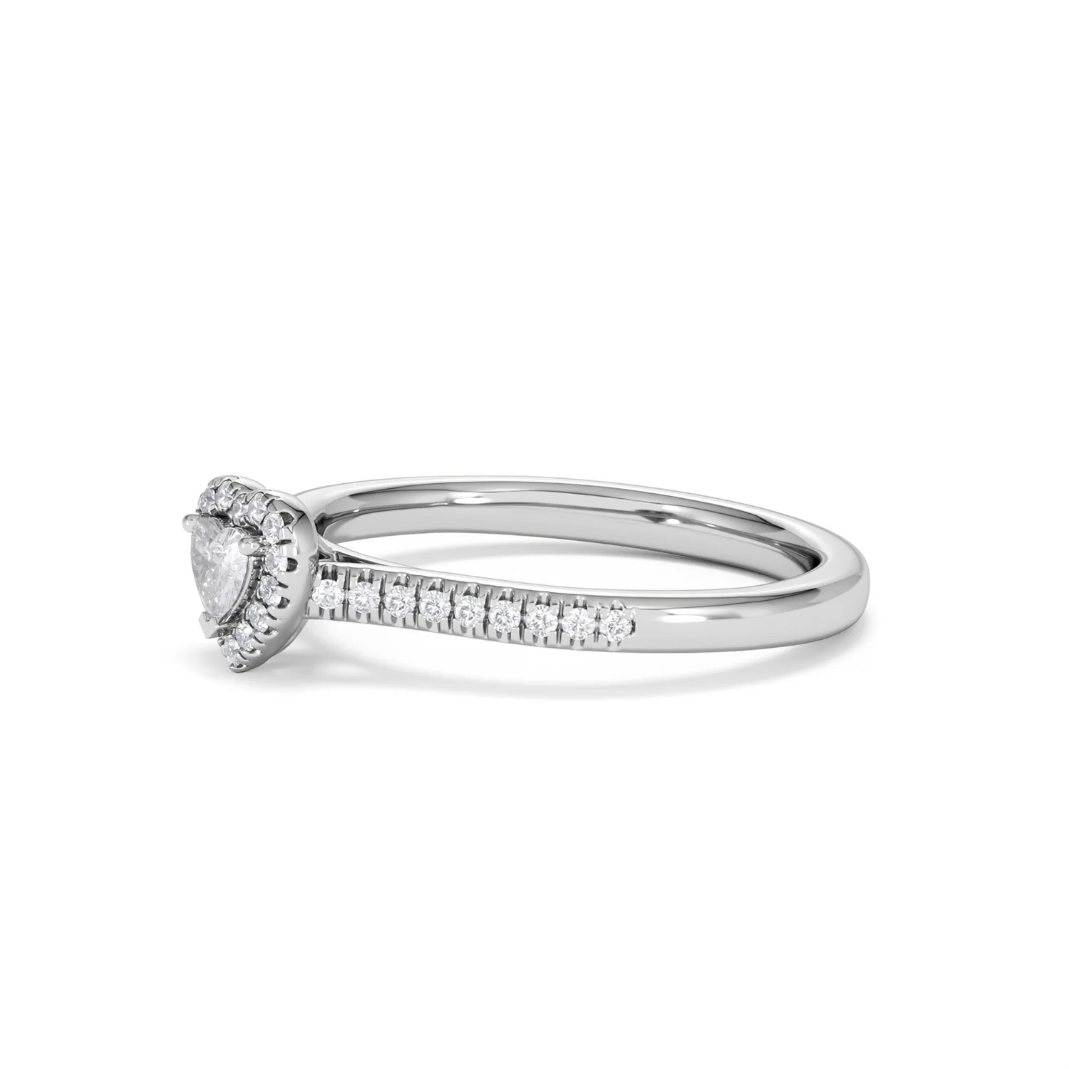 Lumia Heart Cut Lab Diamond Halo Ring 0.33ct F/VS in 925 Silver - Image 76