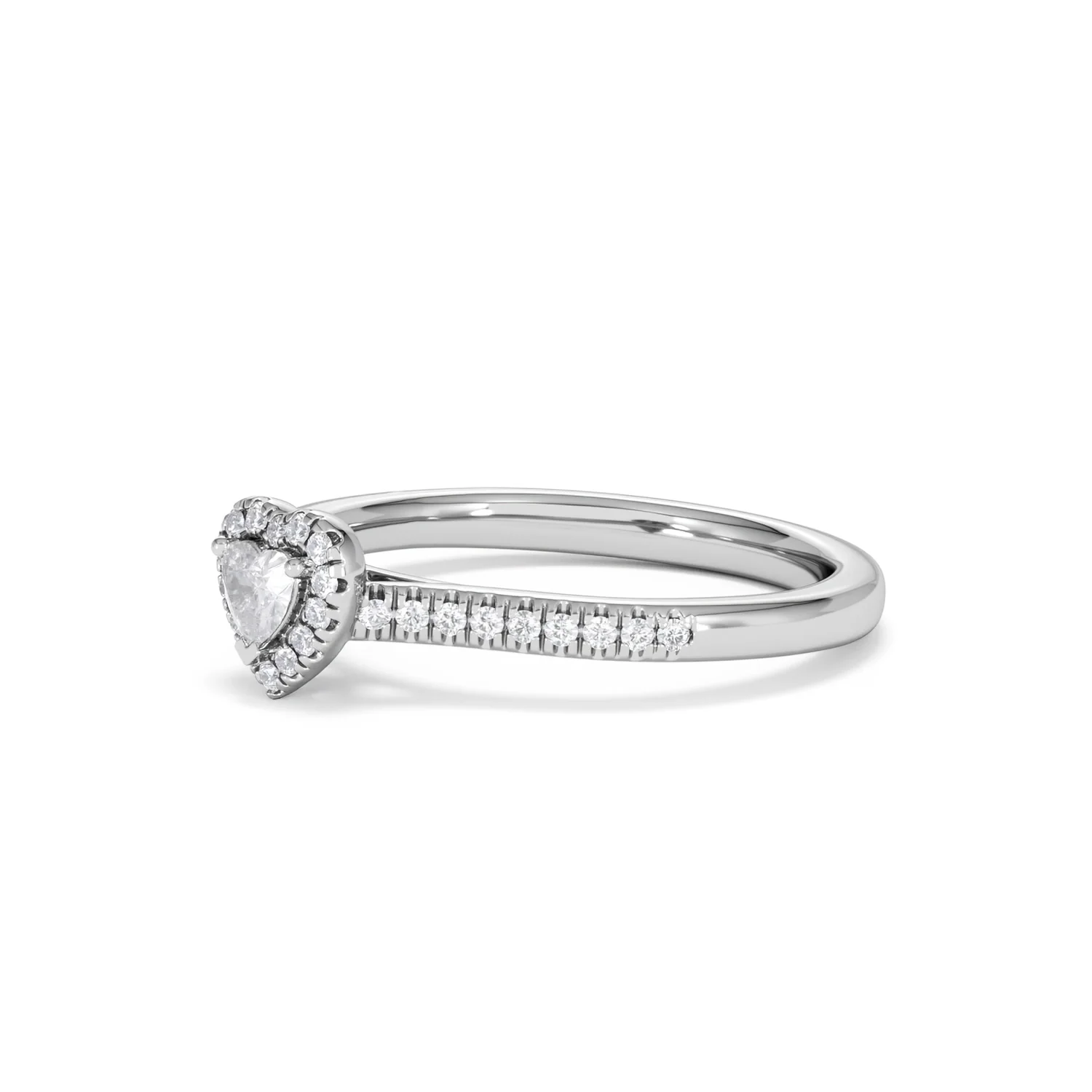 Lumia Heart Cut Lab Diamond Halo Ring 0.33ct F/VS in 925 Silver - Image 78