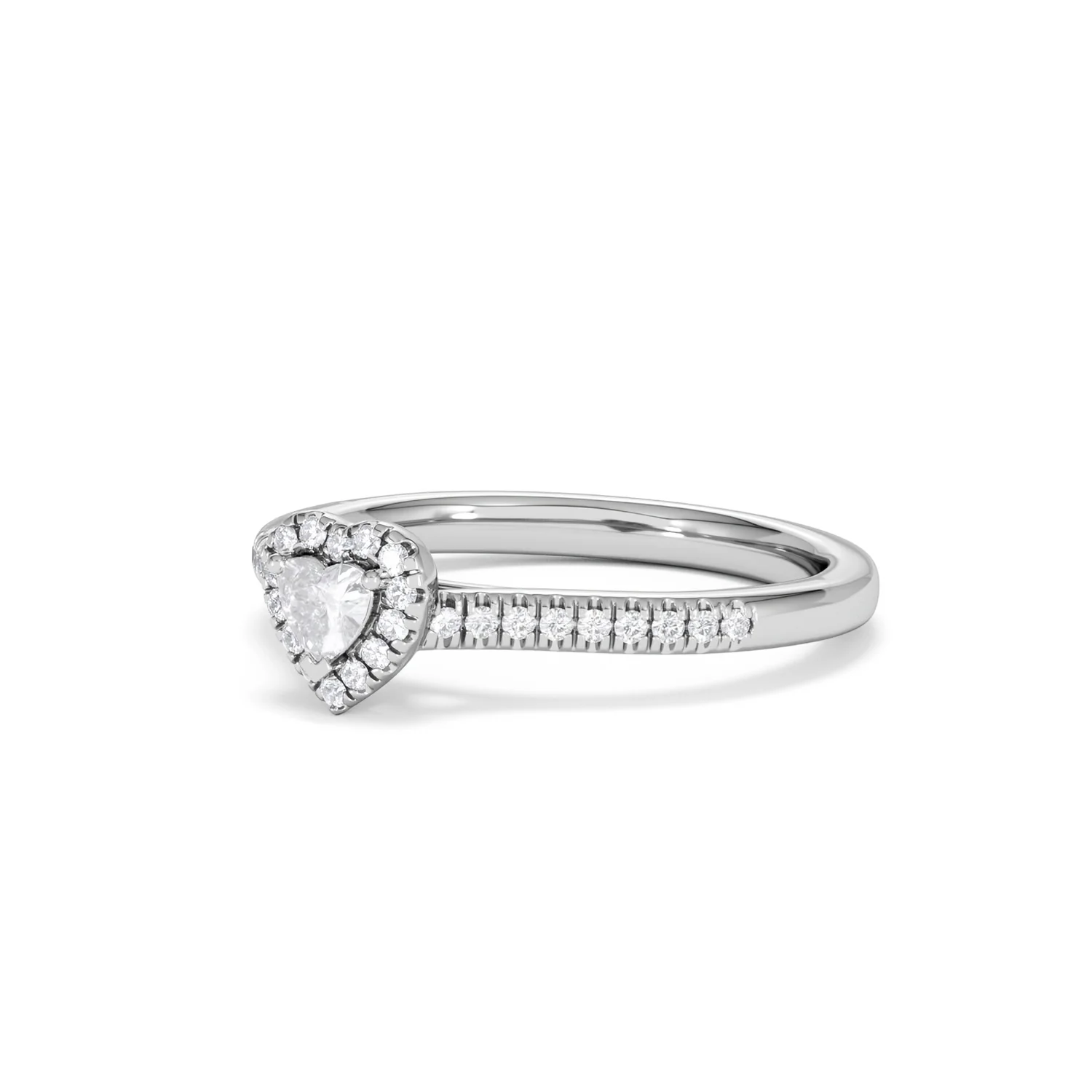 Lumia Heart Cut Lab Diamond Halo Ring 0.33ct F/VS in 925 Silver - Image 81