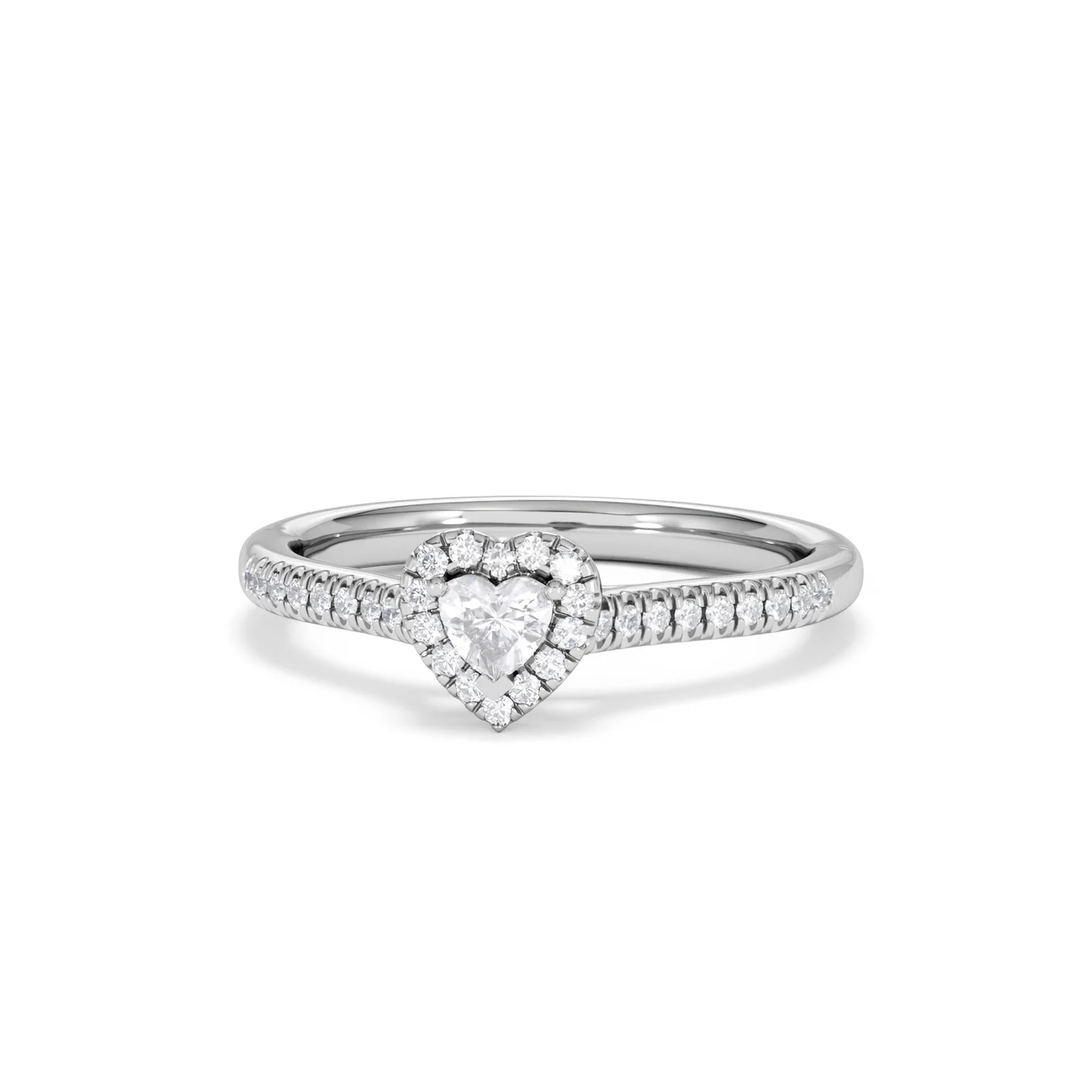 Lumia Heart Cut Lab Diamond Halo Ring 0.33ct F/VS in 925 Silver - Image 87