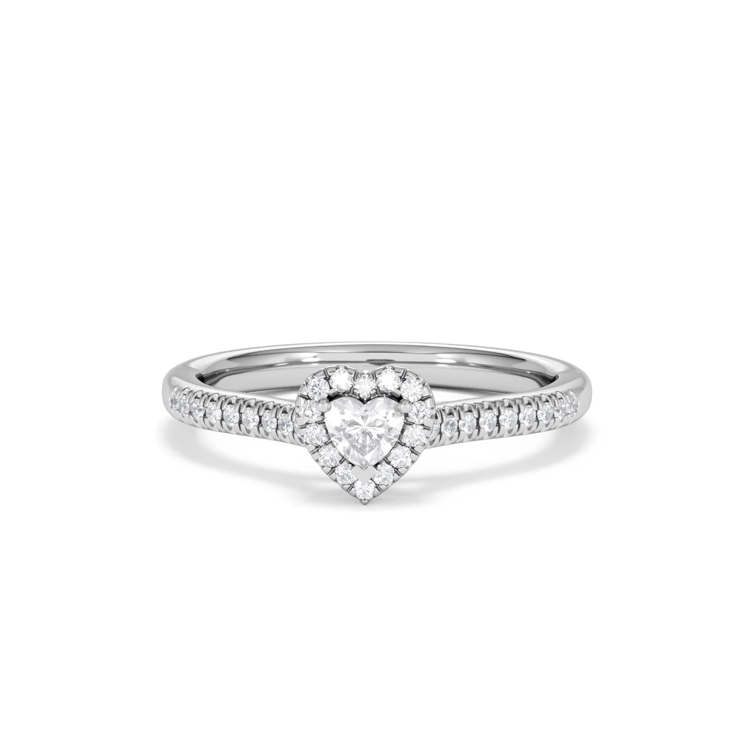Lumia Heart Cut Lab Diamond Halo Ring 0.33ct F/VS in 925 Silver - Image 88