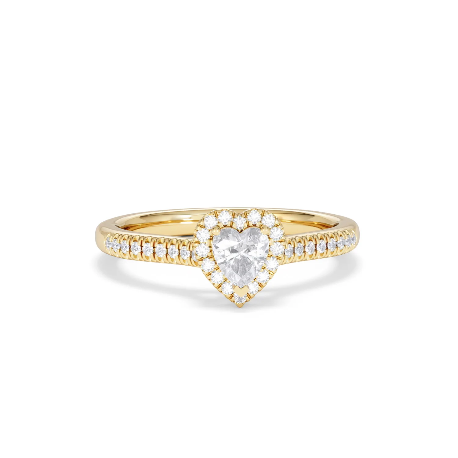 Lumia Heart Cut Lab Diamond Halo Ring 0.50ct F/VS in 18K Gold Vermeil - Image 11