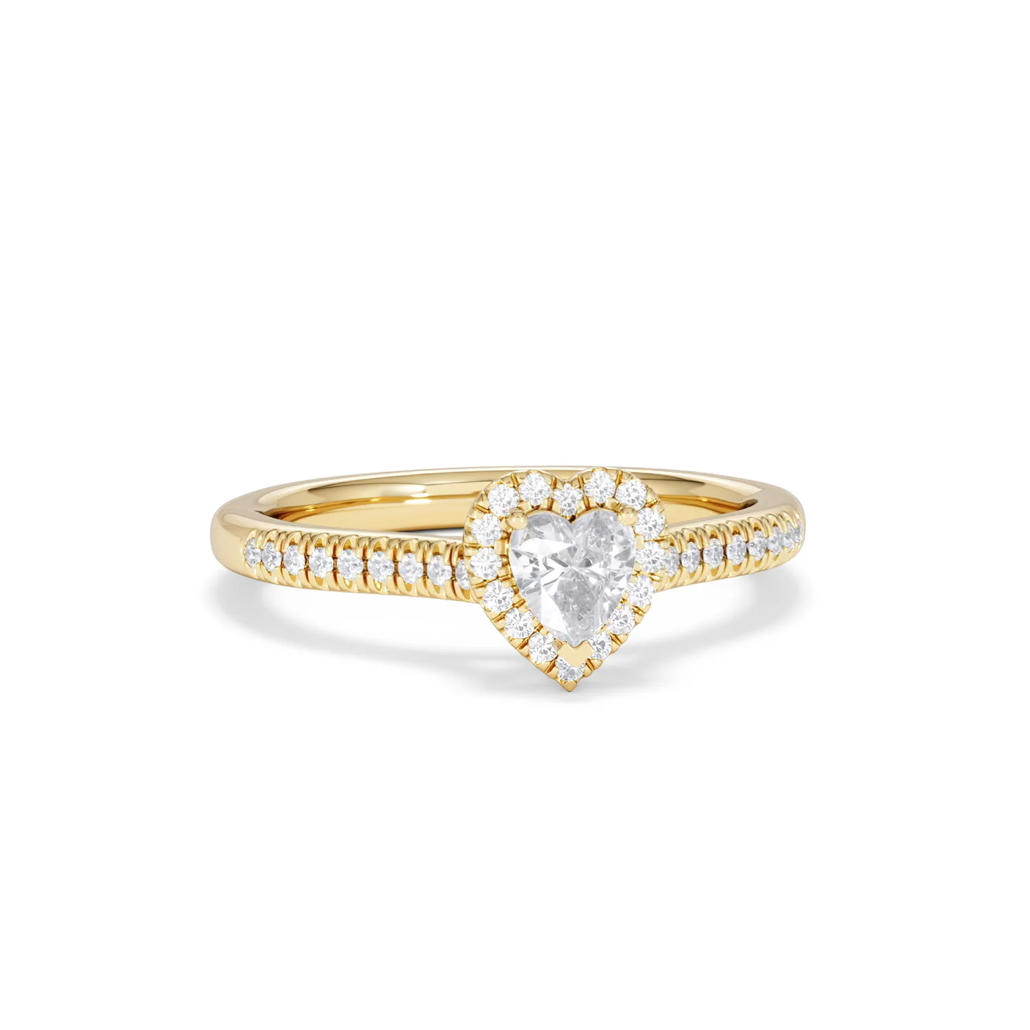 Lumia Heart Cut Lab Diamond Halo Ring 0.50ct F/VS in 18K Gold Vermeil - Image 12