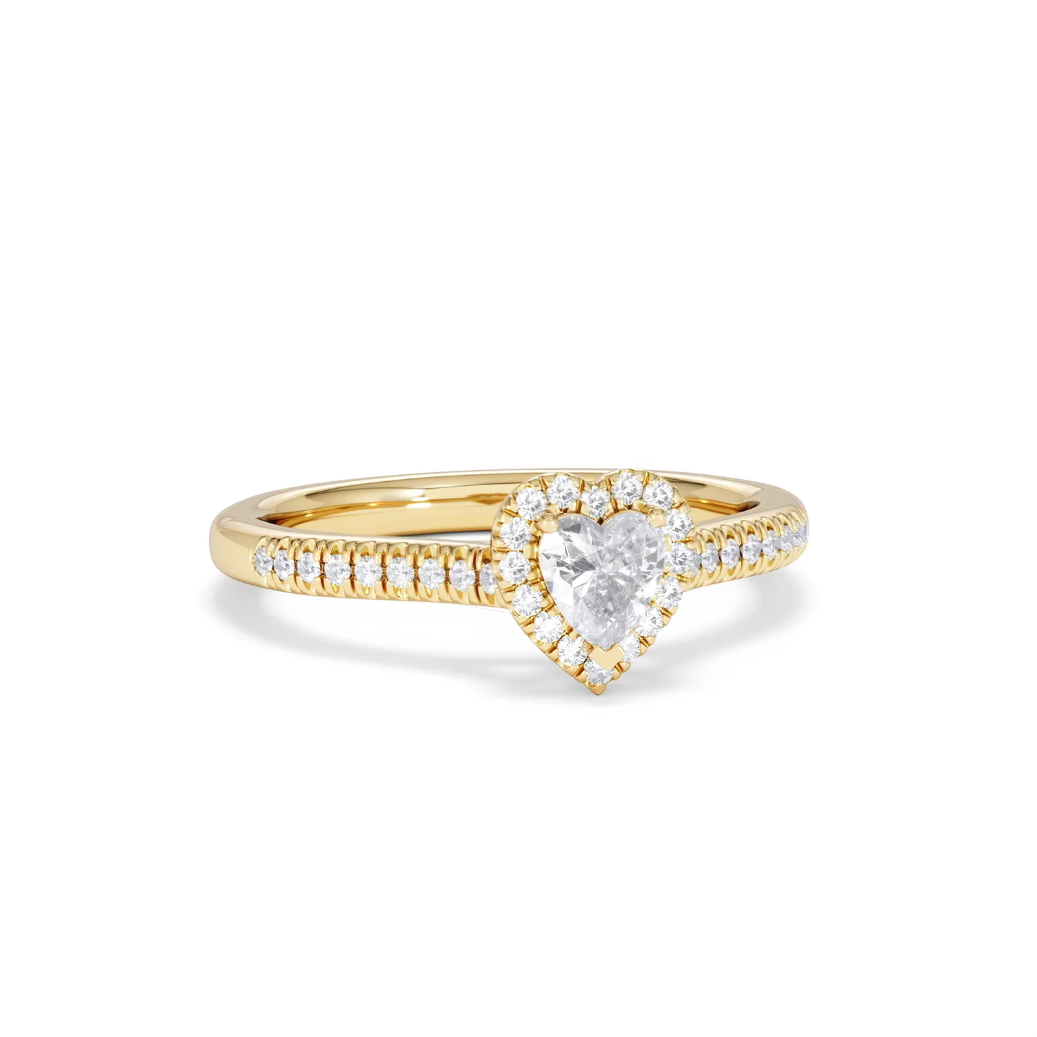 Lumia Heart Cut Lab Diamond Halo Ring 0.50ct F/VS in 18K Gold Vermeil - Image 13