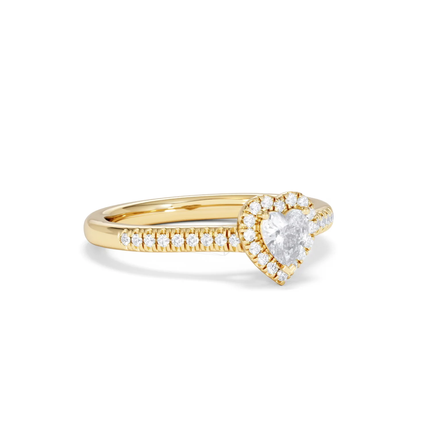 Lumia Heart Cut Lab Diamond Halo Ring 0.50ct F/VS in 18K Gold Vermeil - Image 16