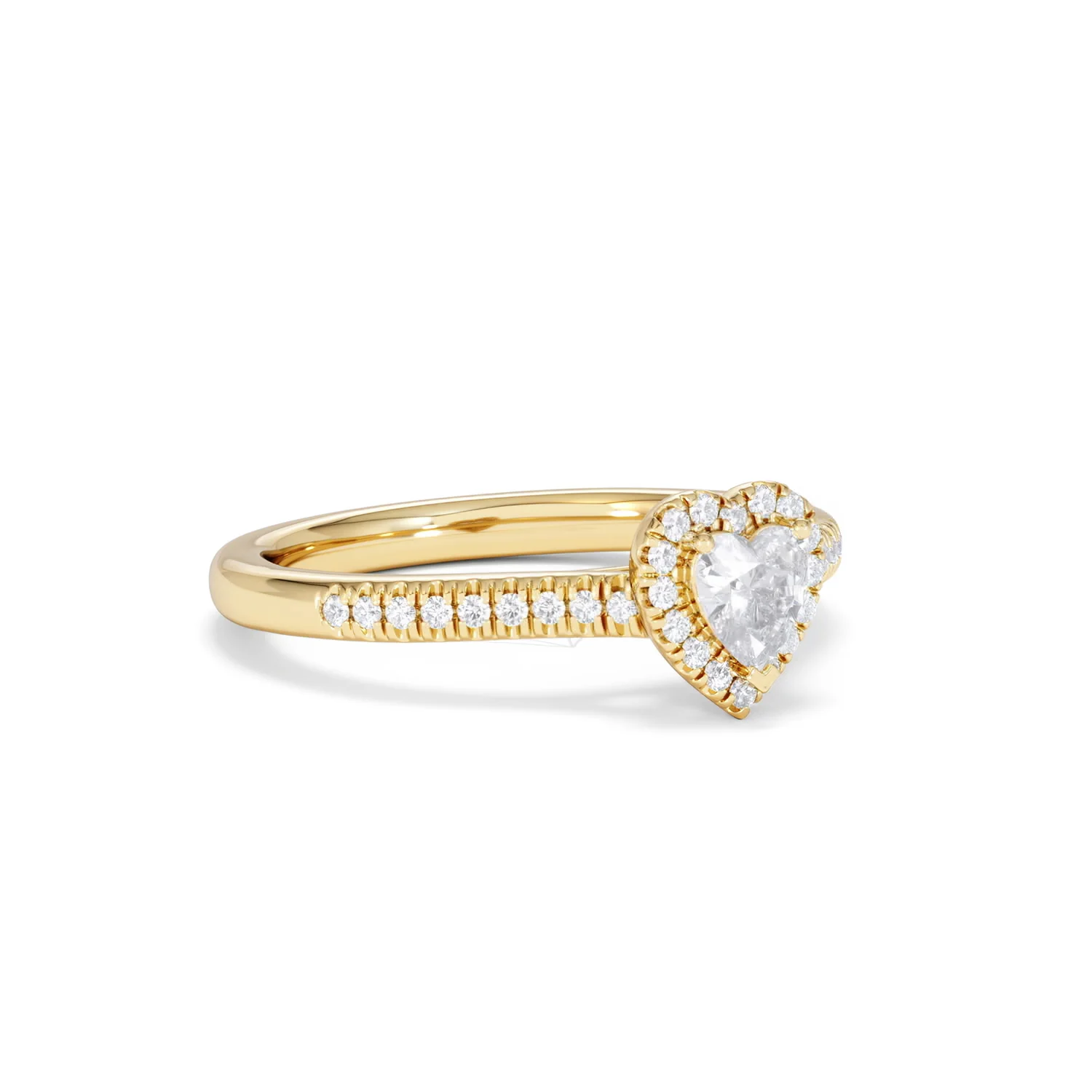 Lumia Heart Cut Lab Diamond Halo Ring 0.50ct F/VS in 18K Gold Vermeil - Image 17