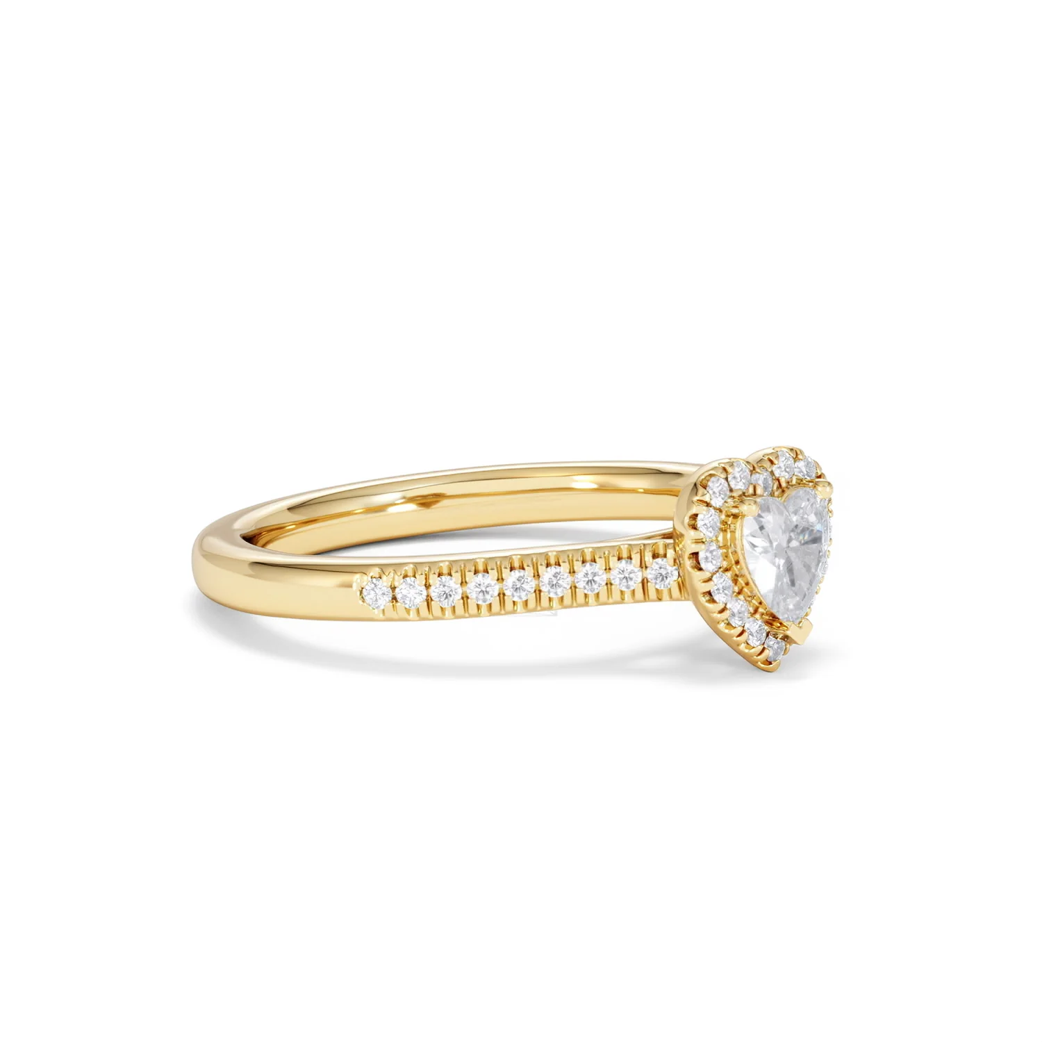 Lumia Heart Cut Lab Diamond Halo Ring 0.50ct F/VS in 18K Gold Vermeil - Image 20