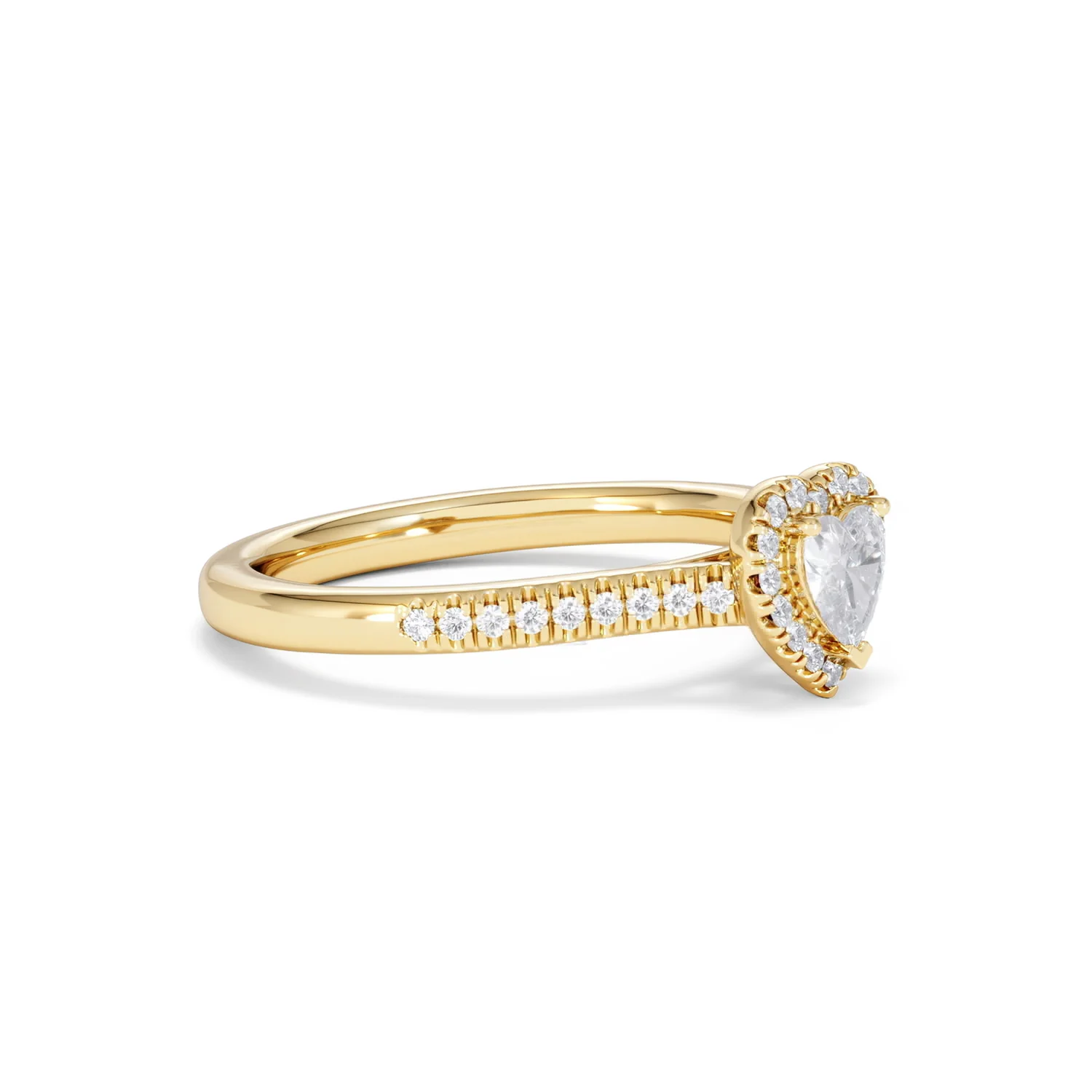 Lumia Heart Cut Lab Diamond Halo Ring 0.50ct F/VS in 18K Gold Vermeil - Image 21