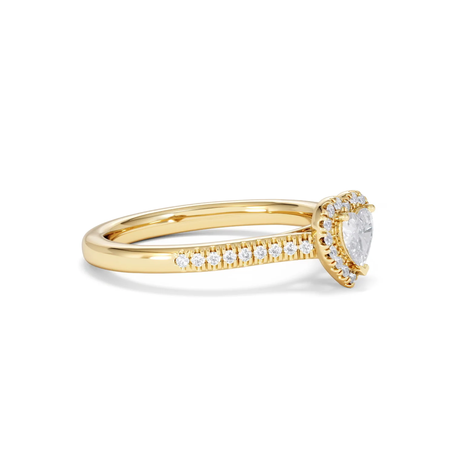 Lumia Heart Cut Lab Diamond Halo Ring 0.50ct F/VS in 18K Gold Vermeil - Image 22