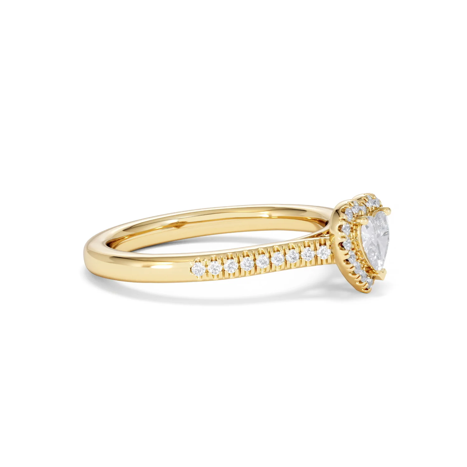 Lumia Heart Cut Lab Diamond Halo Ring 0.50ct F/VS in 18K Gold Vermeil - Image 23