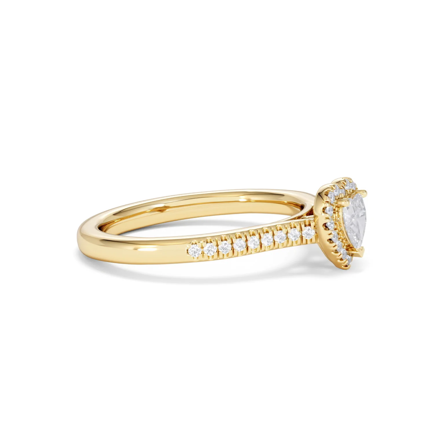 Lumia Heart Cut Lab Diamond Halo Ring 0.50ct F/VS in 18K Gold Vermeil - Image 24