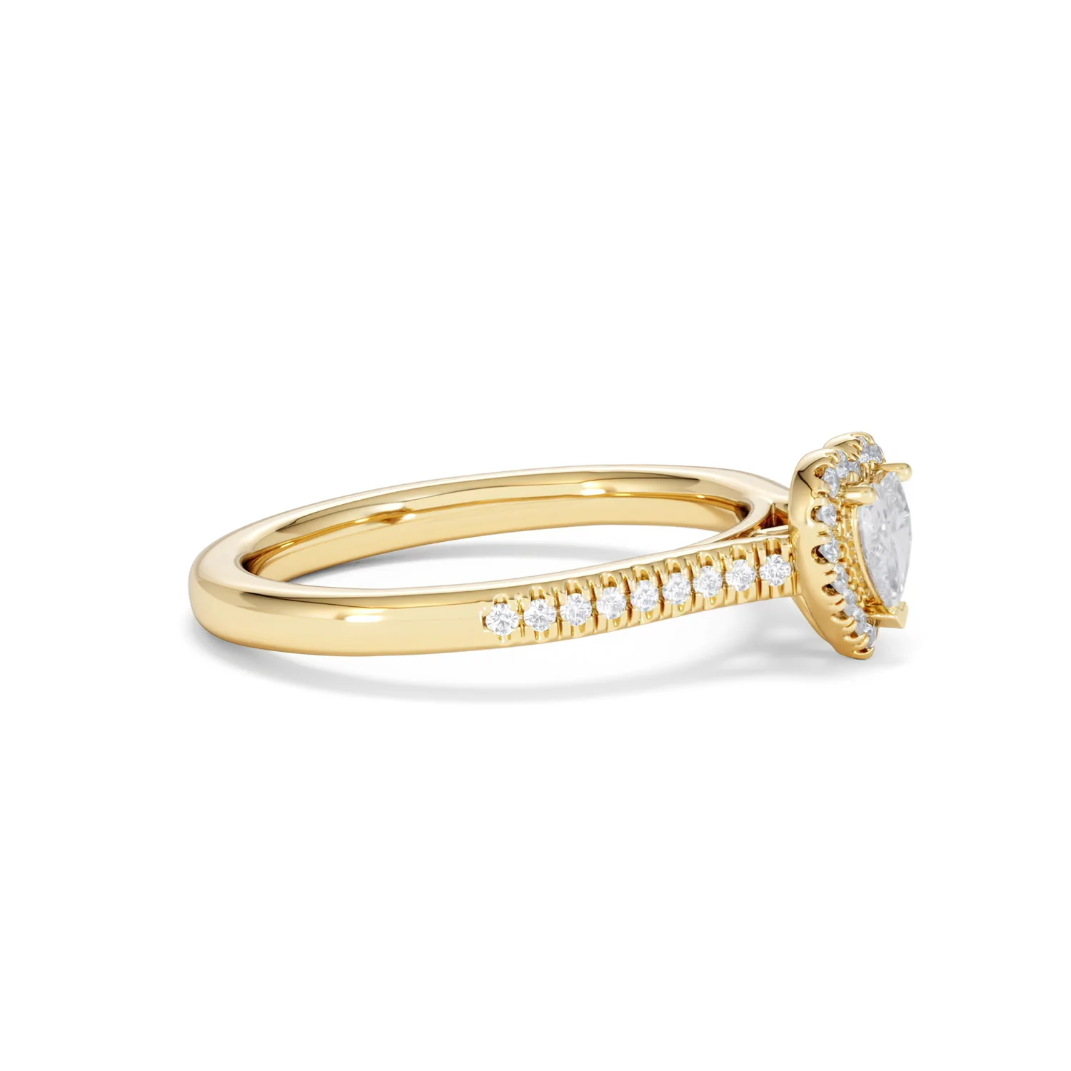 Lumia Heart Cut Lab Diamond Halo Ring 0.50ct F/VS in 18K Gold Vermeil - Image 25