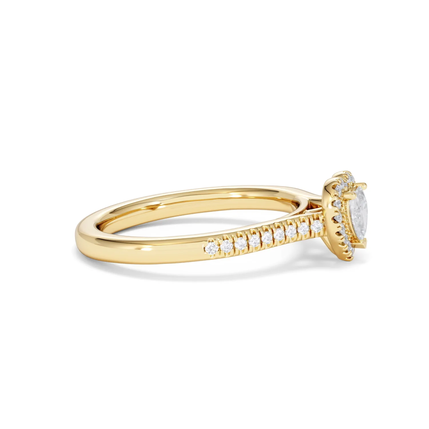Lumia Heart Cut Lab Diamond Halo Ring 0.50ct F/VS in 18K Gold Vermeil - Image 26
