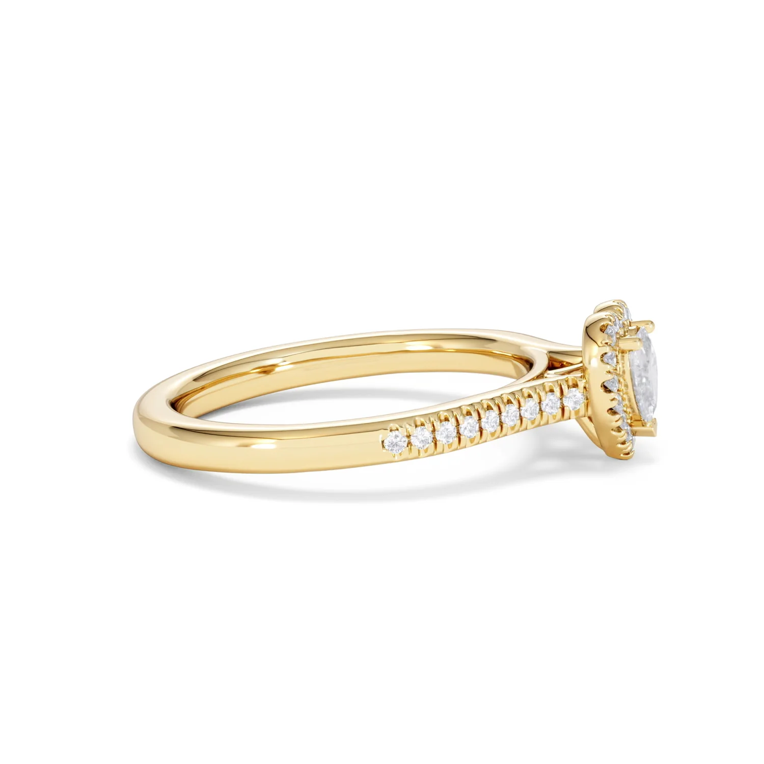 Lumia Heart Cut Lab Diamond Halo Ring 0.50ct F/VS in 18K Gold Vermeil - Image 27