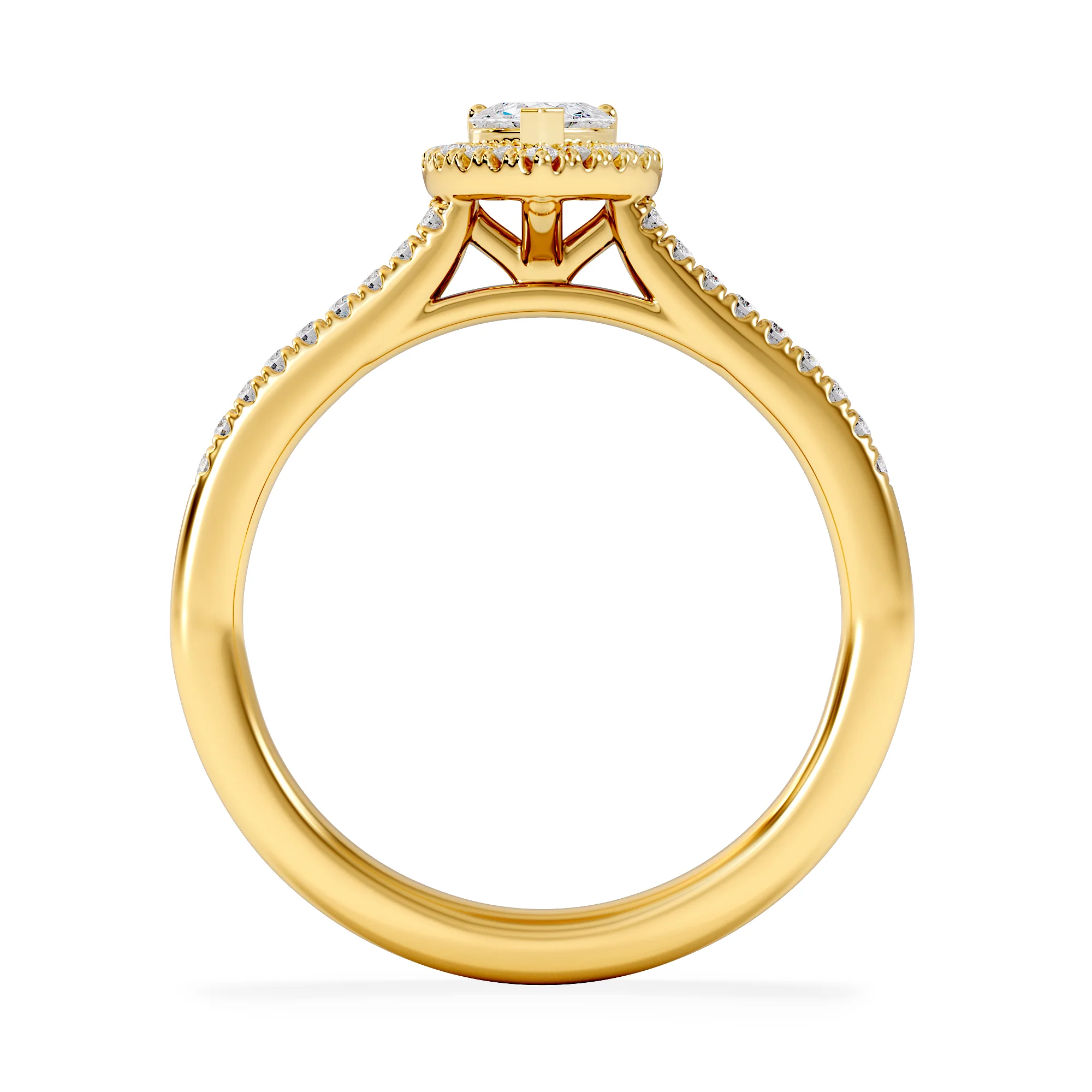 Lumia Heart Cut Lab Diamond Halo Ring 0.50ct F/VS in 18K Gold Vermeil - Image 3