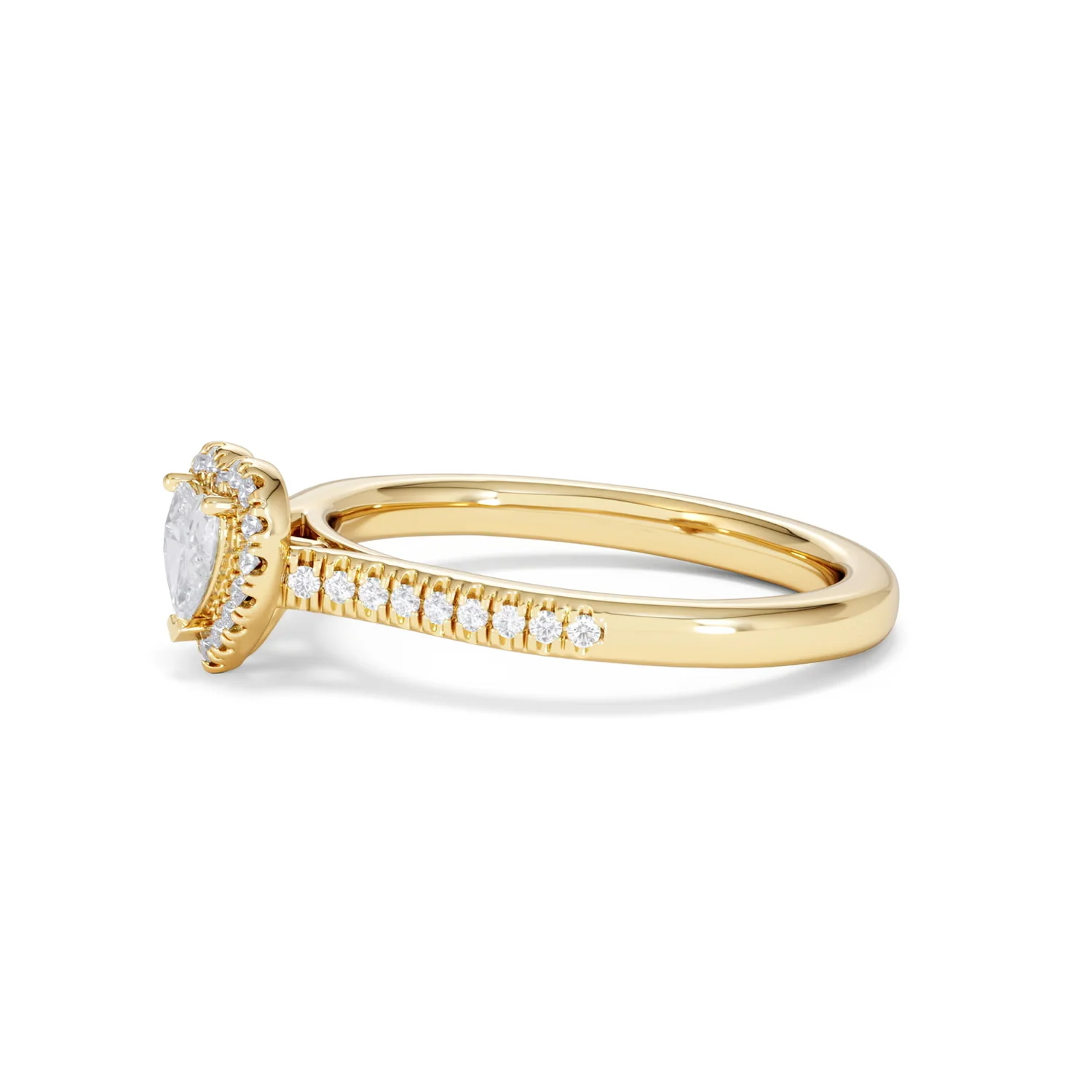 Lumia Heart Cut Lab Diamond Halo Ring 0.50ct F/VS in 18K Gold Vermeil - Image 75