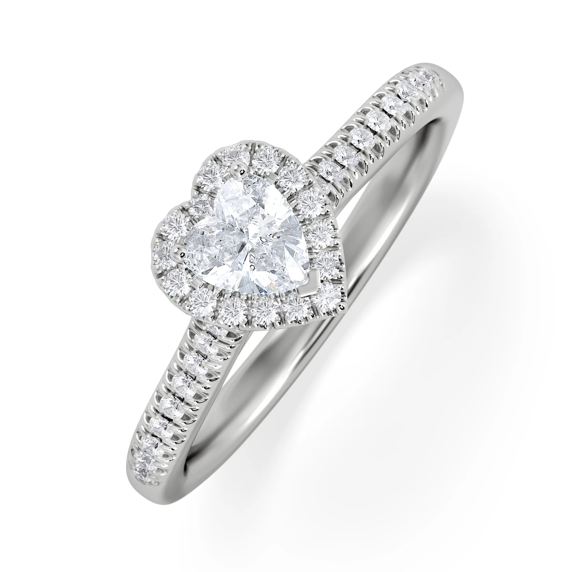 Lumia Heart Cut Lab Diamond Halo Ring 0.50ct F/VS in 925 Silver