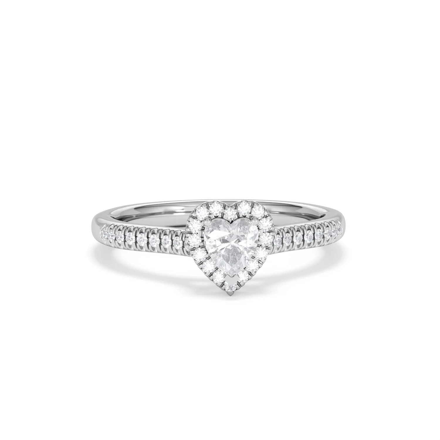Lumia Heart Cut Lab Diamond Halo Ring 0.50ct F/VS in 925 Silver - Image 10