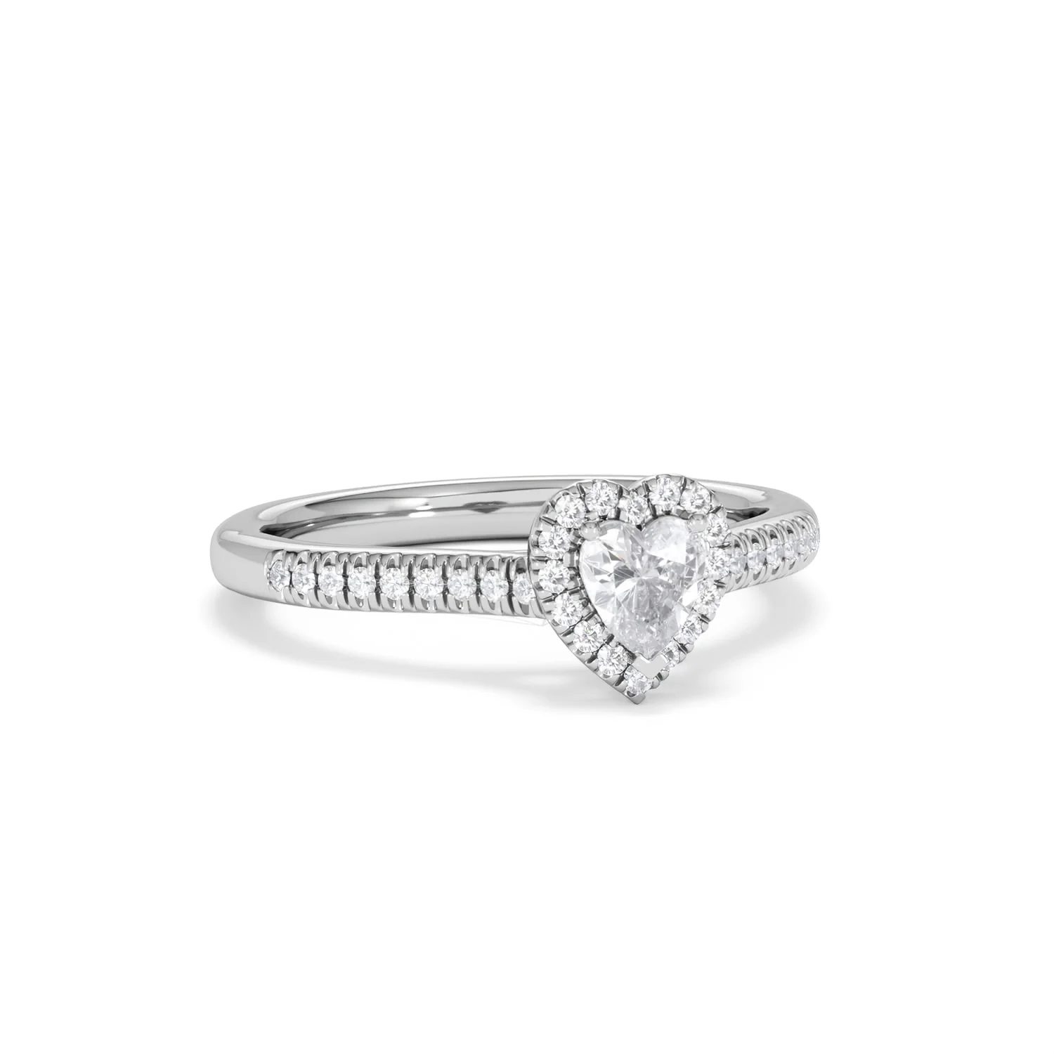 Lumia Heart Cut Lab Diamond Halo Ring 0.50ct F/VS in 925 Silver - Image 13