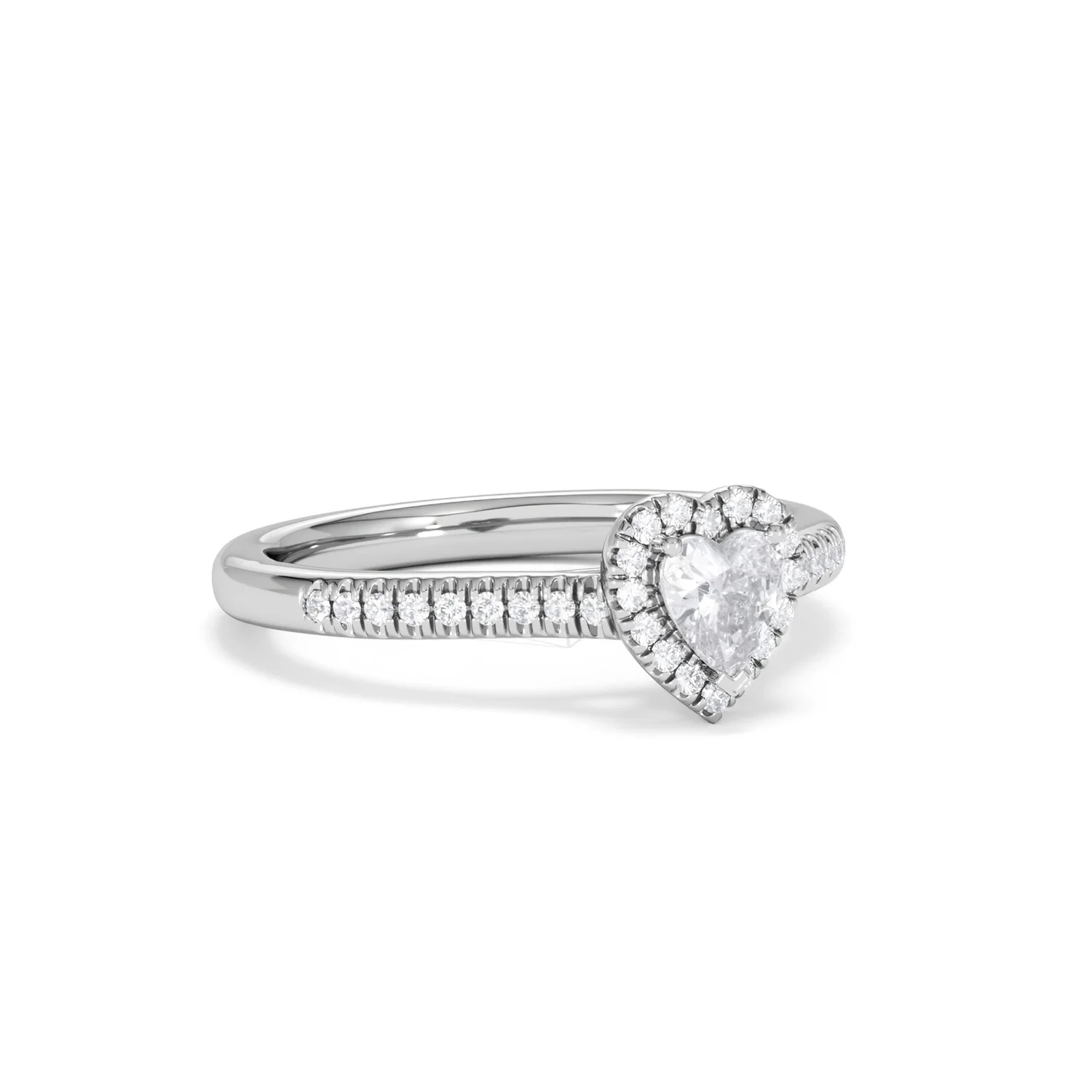 Lumia Heart Cut Lab Diamond Halo Ring 0.50ct F/VS in 925 Silver - Image 15