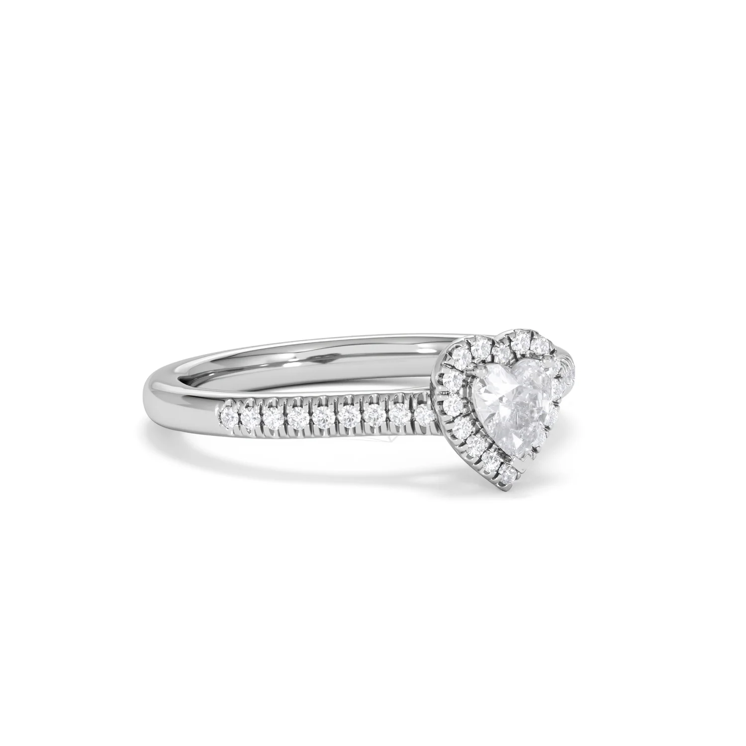 Lumia Heart Cut Lab Diamond Halo Ring 0.50ct F/VS in 925 Silver - Image 16