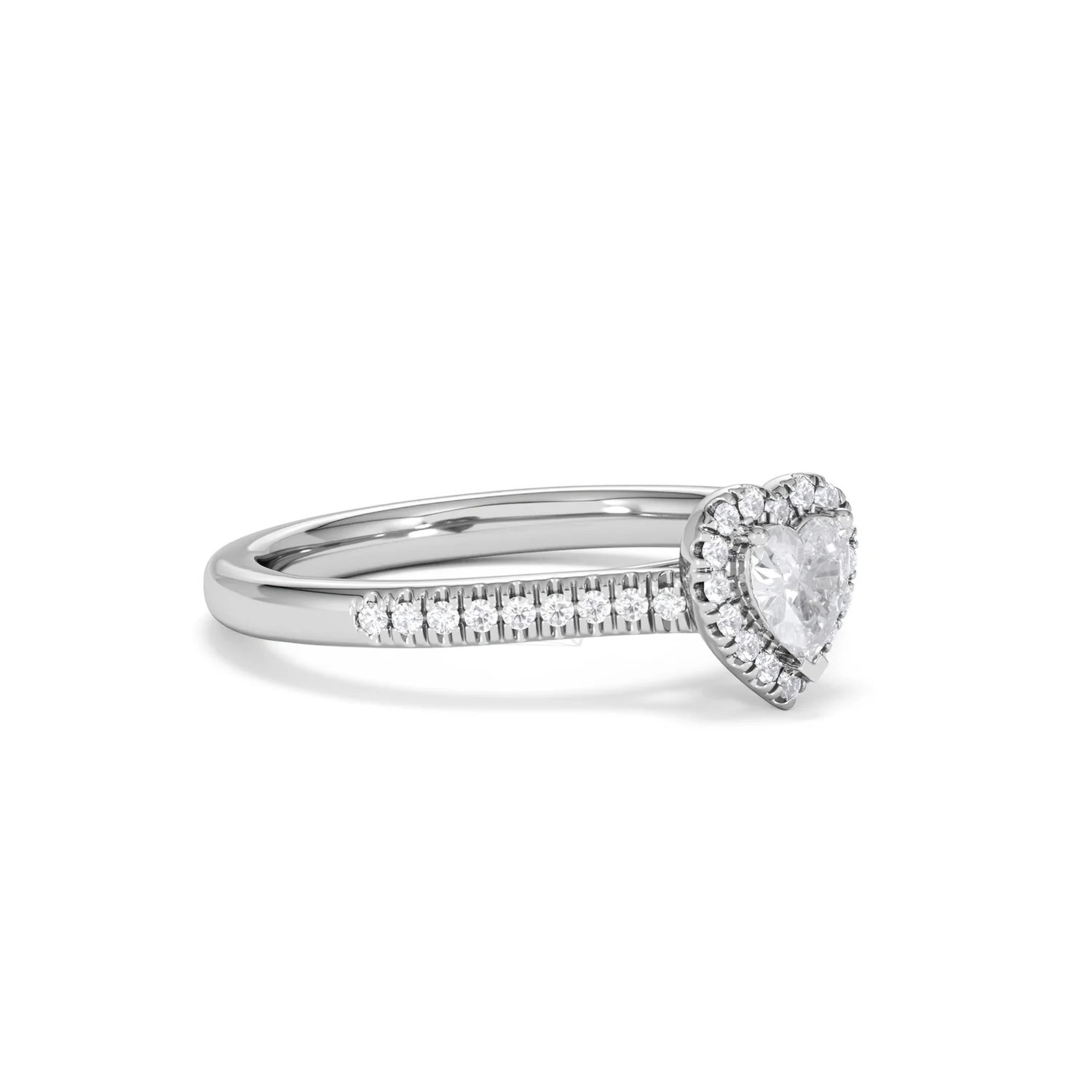 Lumia Heart Cut Lab Diamond Halo Ring 0.50ct F/VS in 925 Silver - Image 18