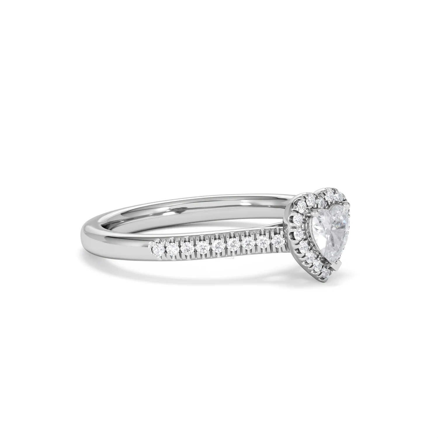 Lumia Heart Cut Lab Diamond Halo Ring 0.50ct F/VS in 925 Silver - Image 19