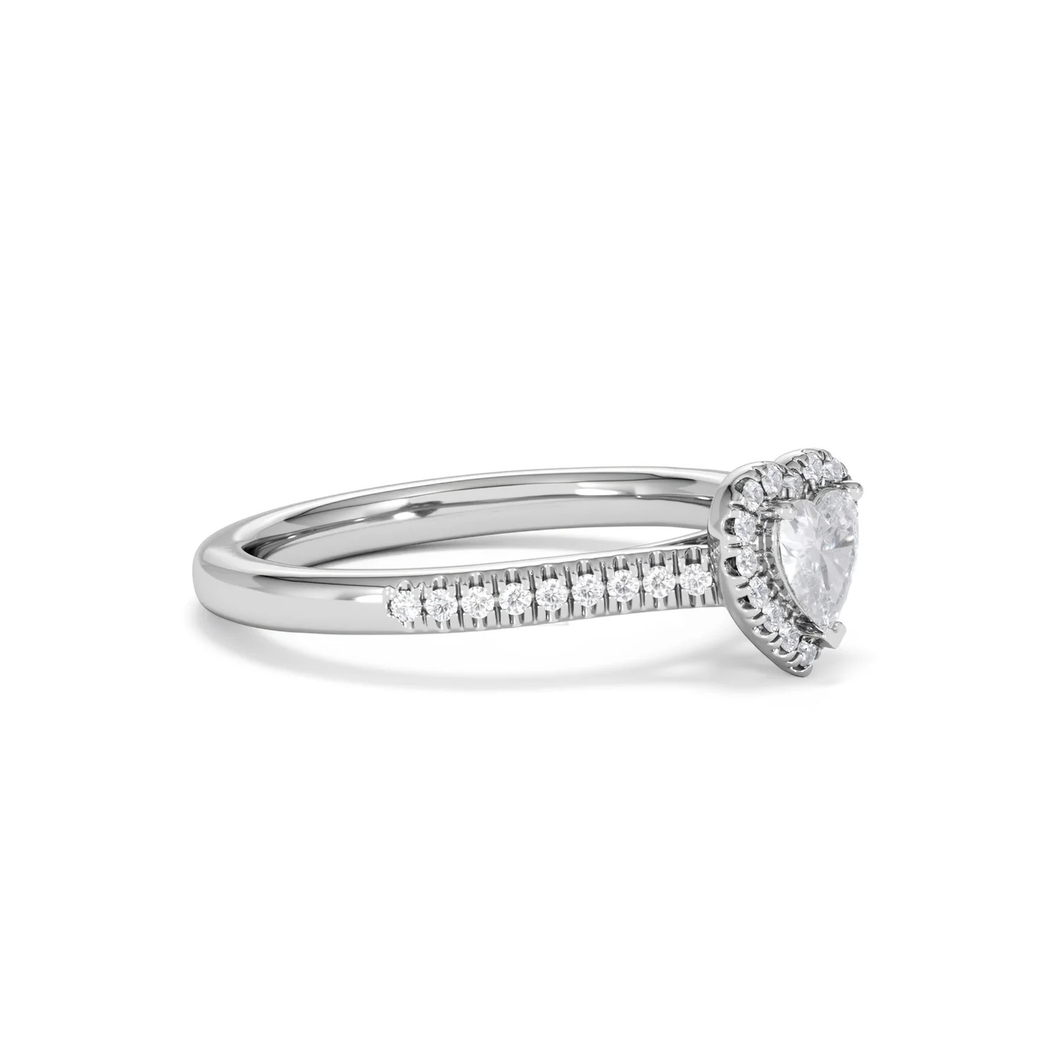 Lumia Heart Cut Lab Diamond Halo Ring 0.50ct F/VS in 925 Silver - Image 20