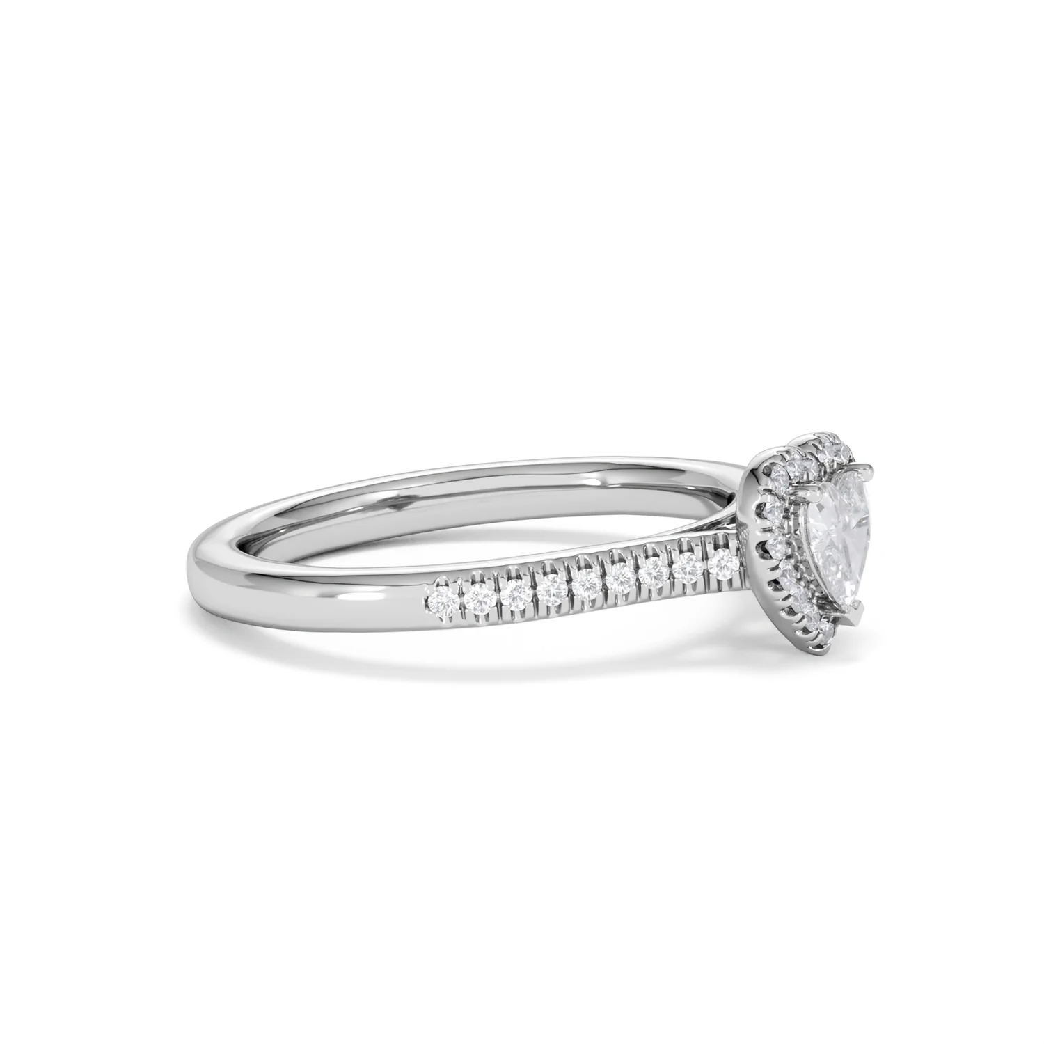 Lumia Heart Cut Lab Diamond Halo Ring 0.50ct F/VS in 925 Silver - Image 22