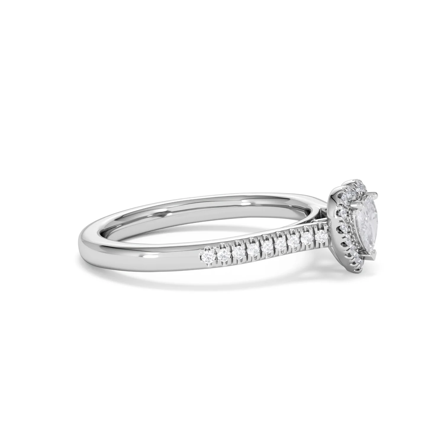 Lumia Heart Cut Lab Diamond Halo Ring 0.50ct F/VS in 925 Silver - Image 24