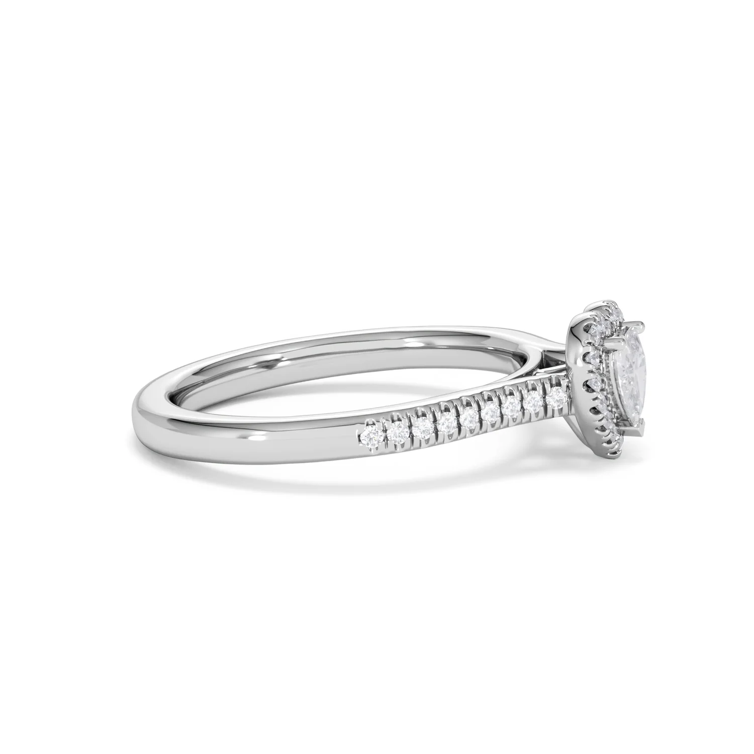 Lumia Heart Cut Lab Diamond Halo Ring 0.50ct F/VS in 925 Silver - Image 25