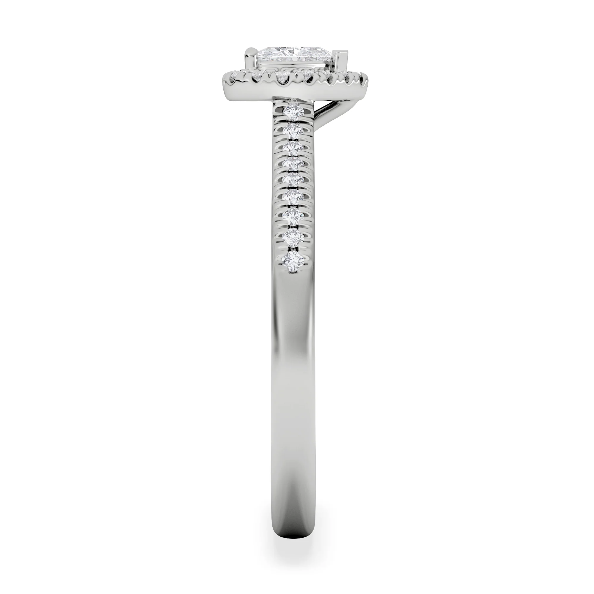 Lumia Heart Cut Lab Diamond Halo Ring 0.50ct F/VS in 925 Silver - Image 5
