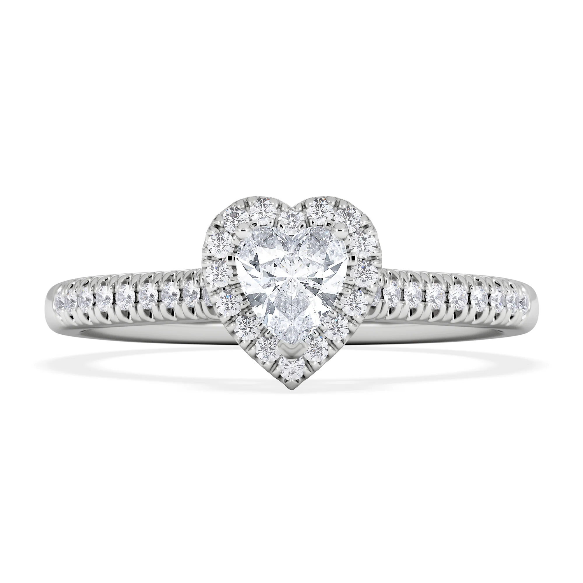Lumia Heart Cut Lab Diamond Halo Ring 0.50ct F/VS in 925 Silver - Image 7