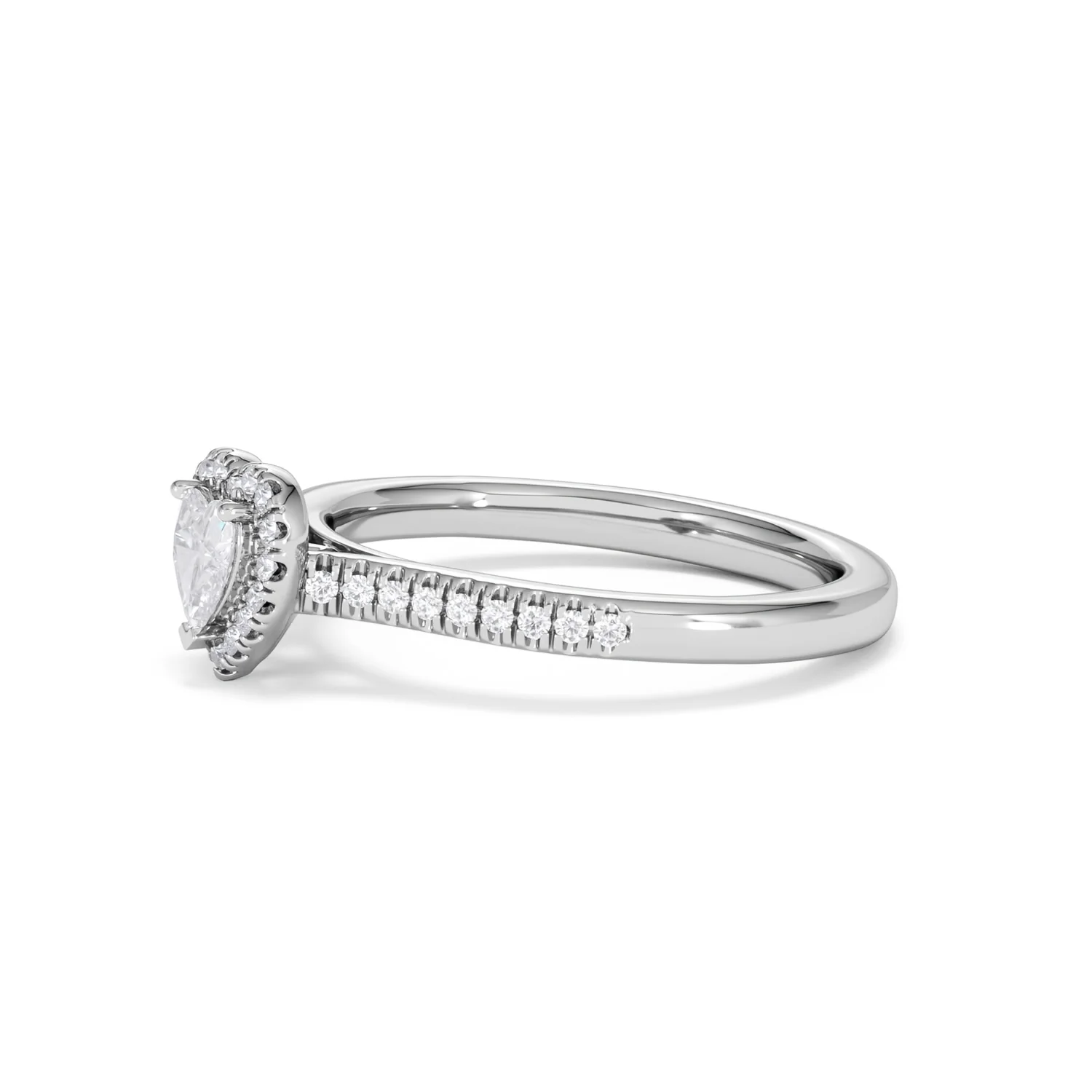 Lumia Heart Cut Lab Diamond Halo Ring 0.50ct F/VS in 925 Silver - Image 75
