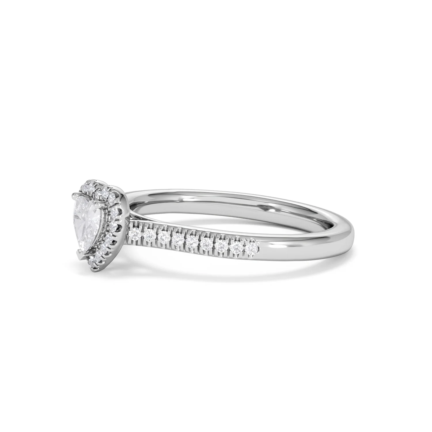 Lumia Heart Cut Lab Diamond Halo Ring 0.50ct F/VS in 925 Silver - Image 76