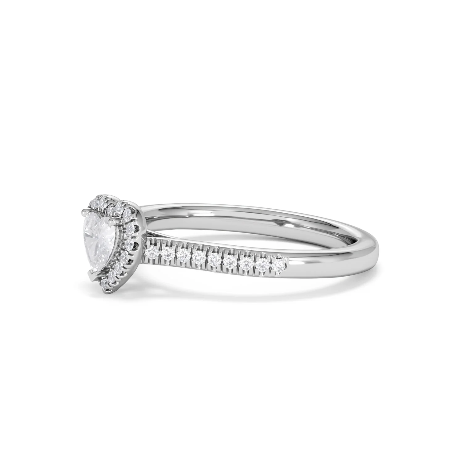 Lumia Heart Cut Lab Diamond Halo Ring 0.50ct F/VS in 925 Silver - Image 77