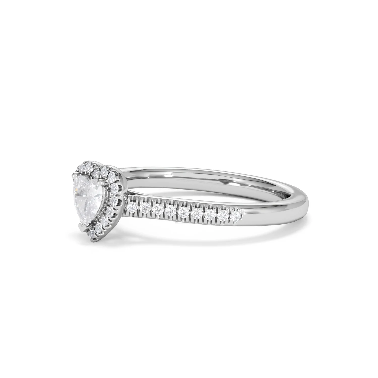 Lumia Heart Cut Lab Diamond Halo Ring 0.50ct F/VS in 925 Silver - Image 78