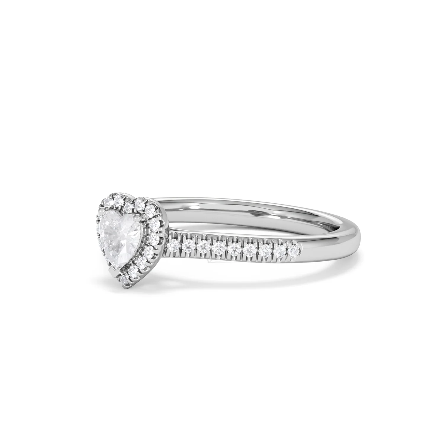 Lumia Heart Cut Lab Diamond Halo Ring 0.50ct F/VS in 925 Silver - Image 80